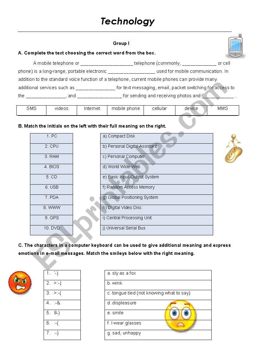 Technologies worksheet