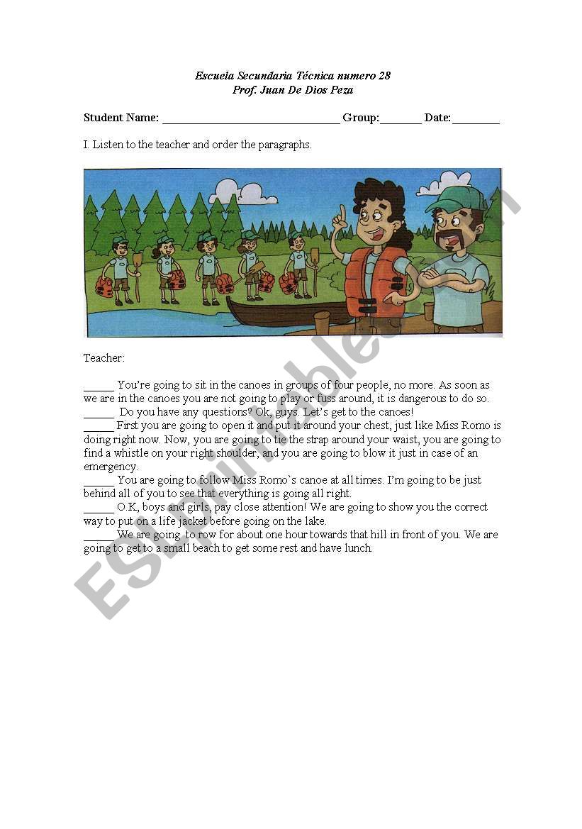 ATrip on Canoe worksheet