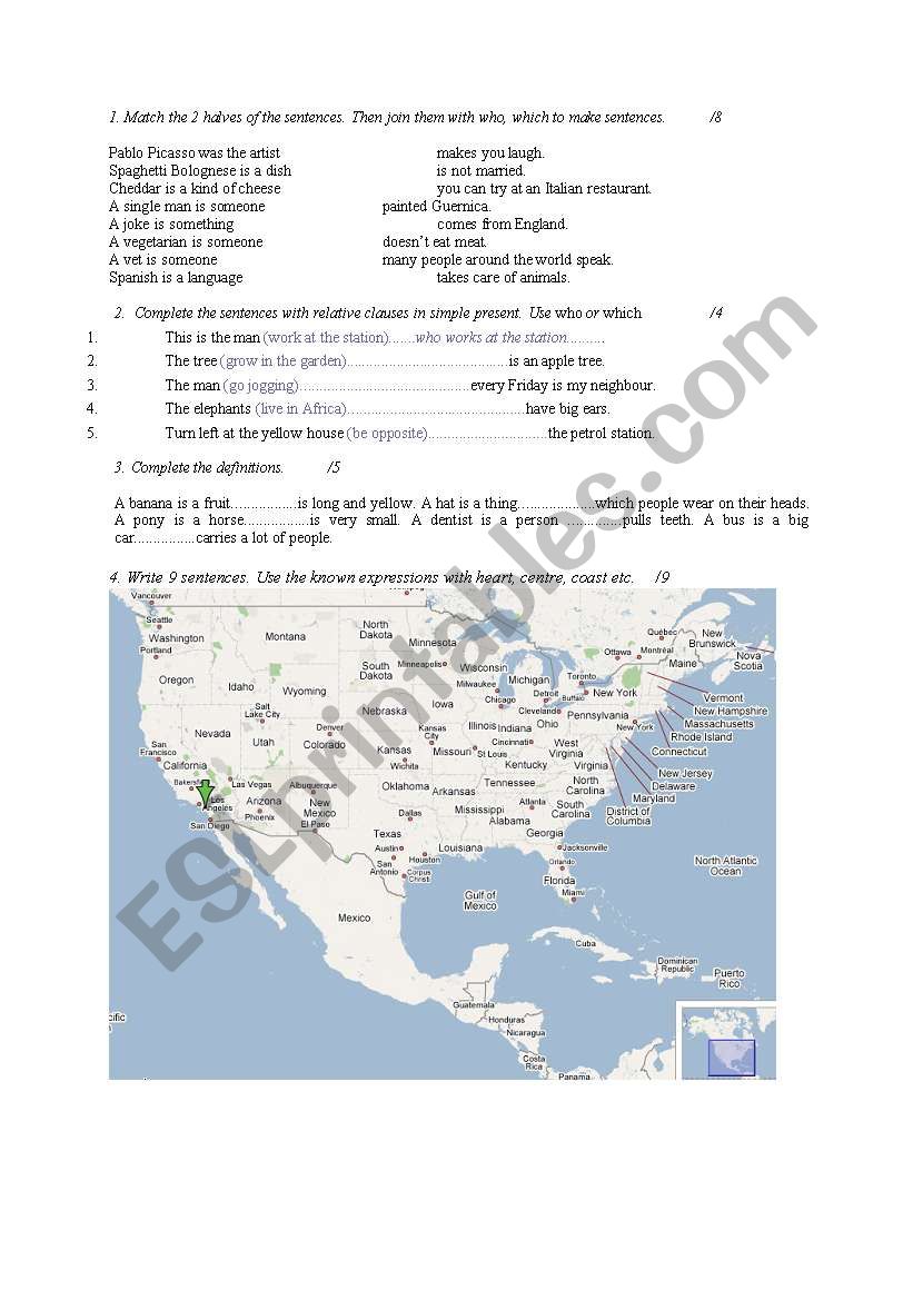 directions and relative pronouns