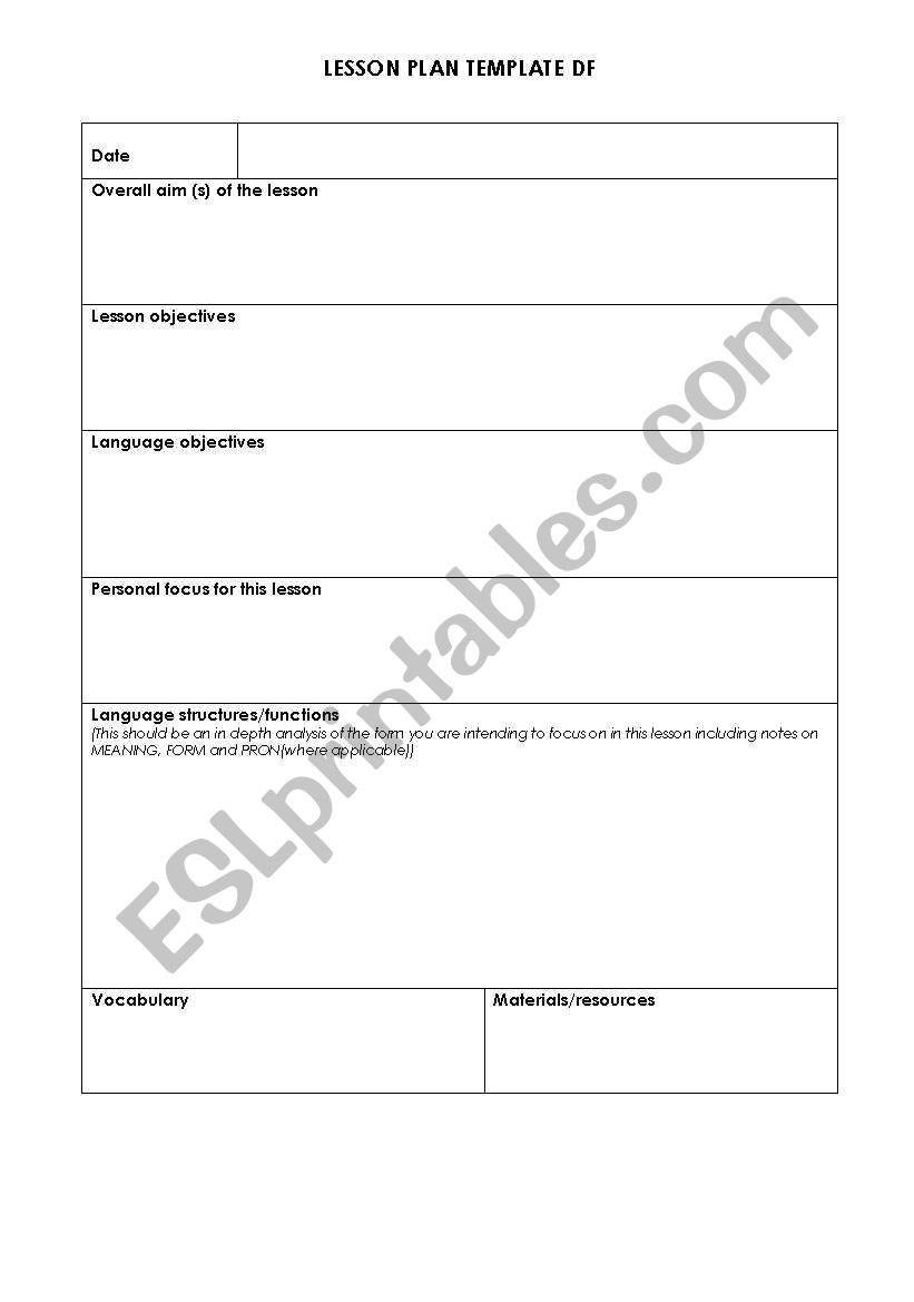 lesson plan templet  worksheet