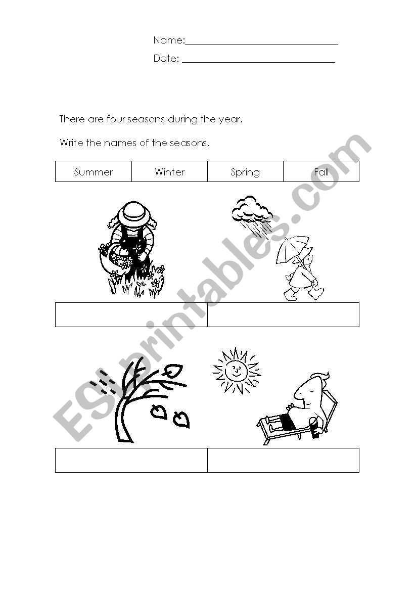 Seasons worksheet