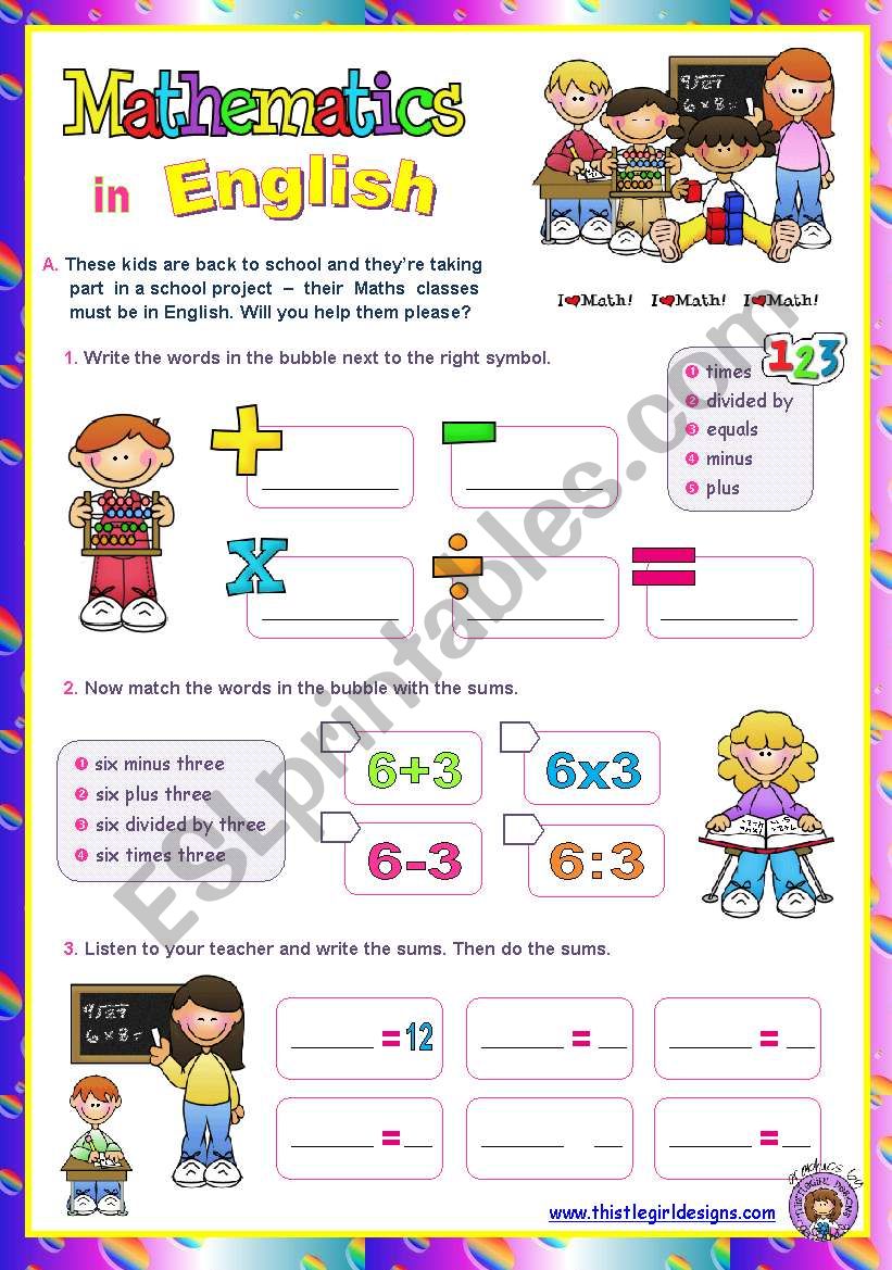 Mathematics In English Fun With Numbers For Elementary Students ESL Worksheet By Mena22