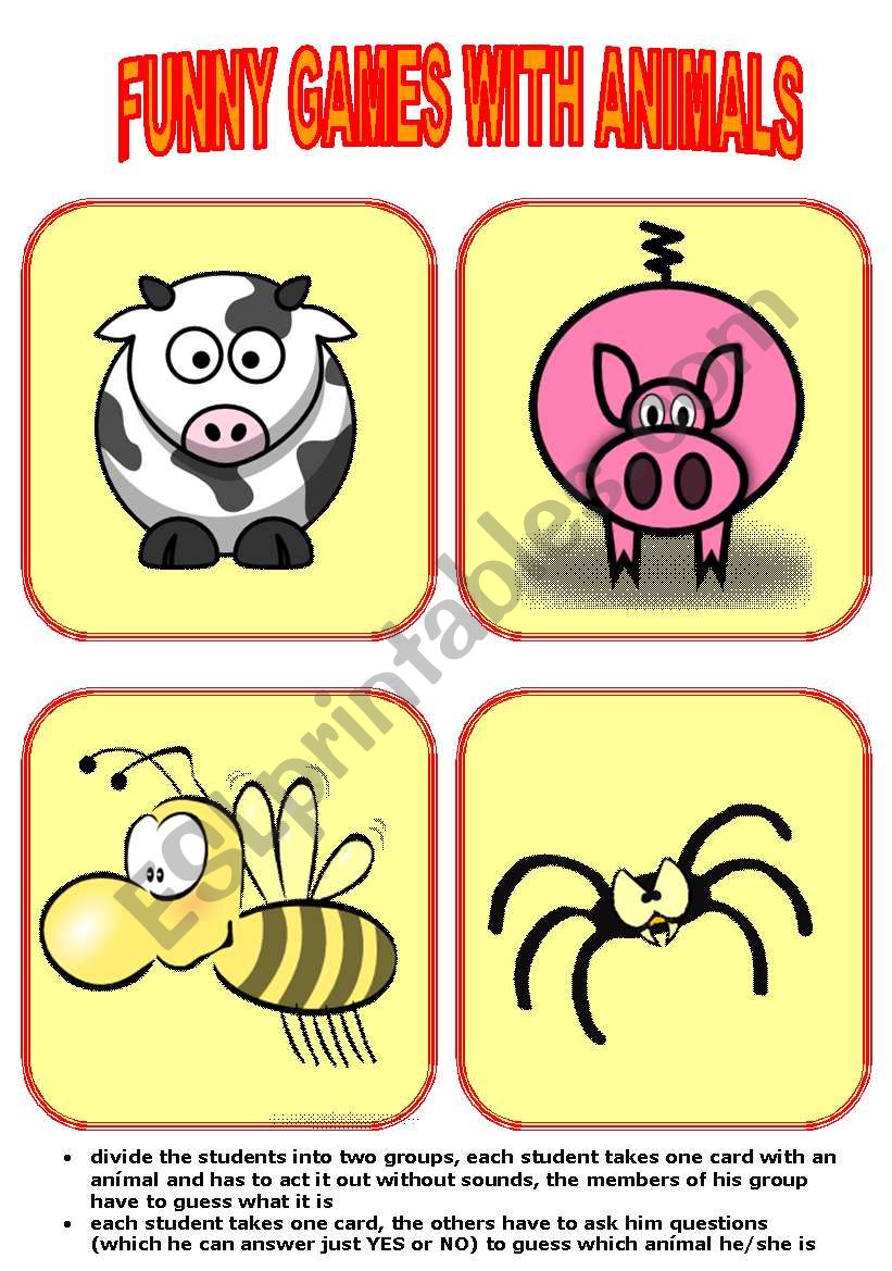 funny games with animals worksheet