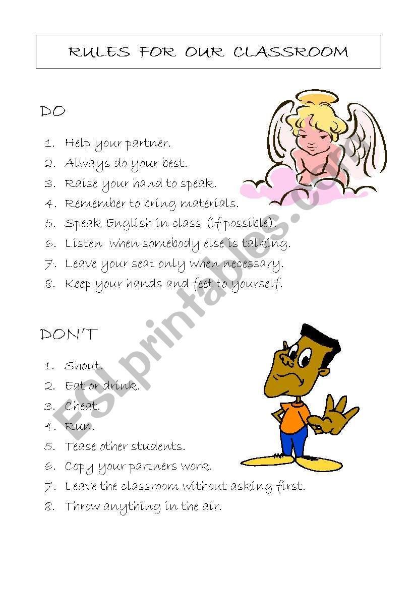 classroom rules worksheet