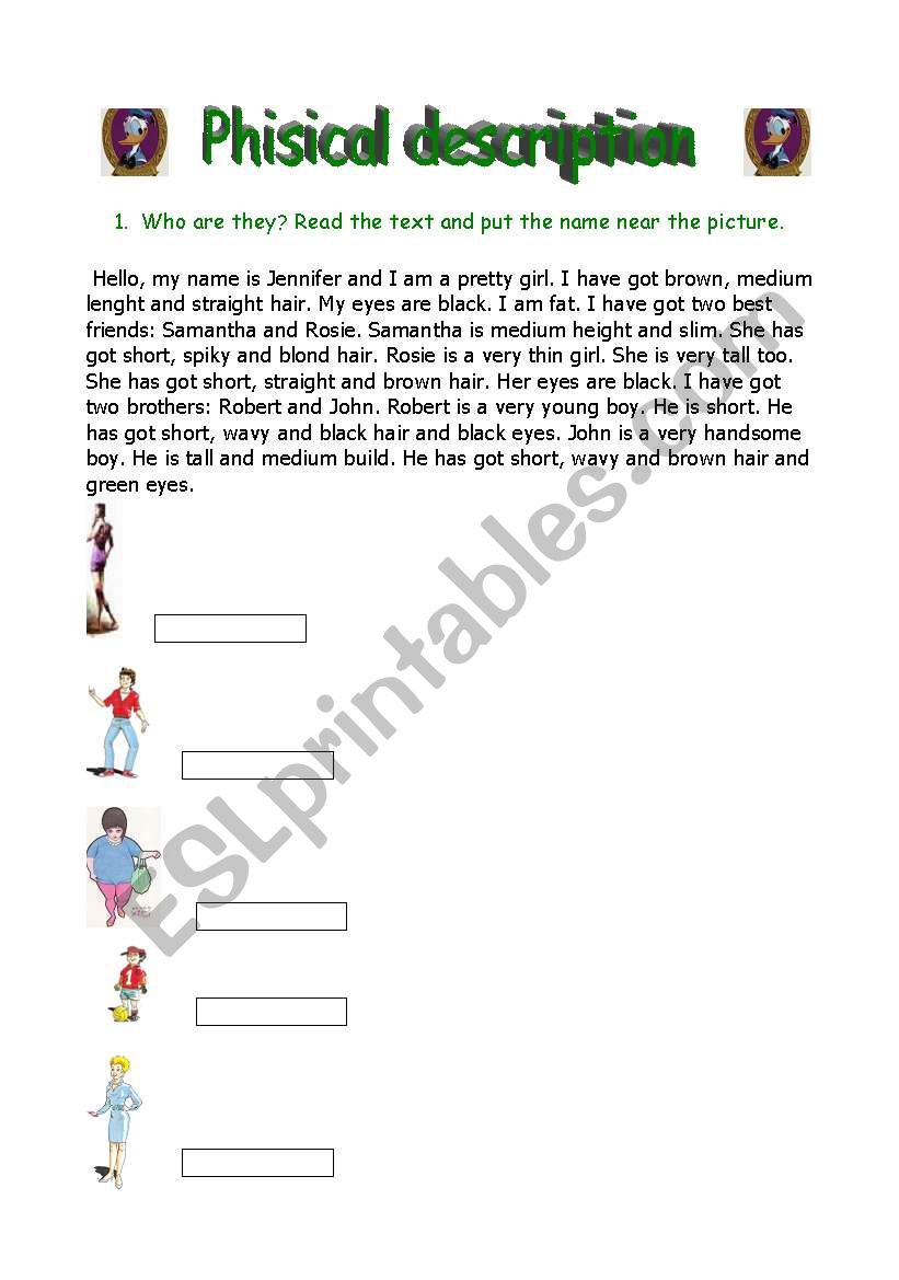 Phisical description worksheet