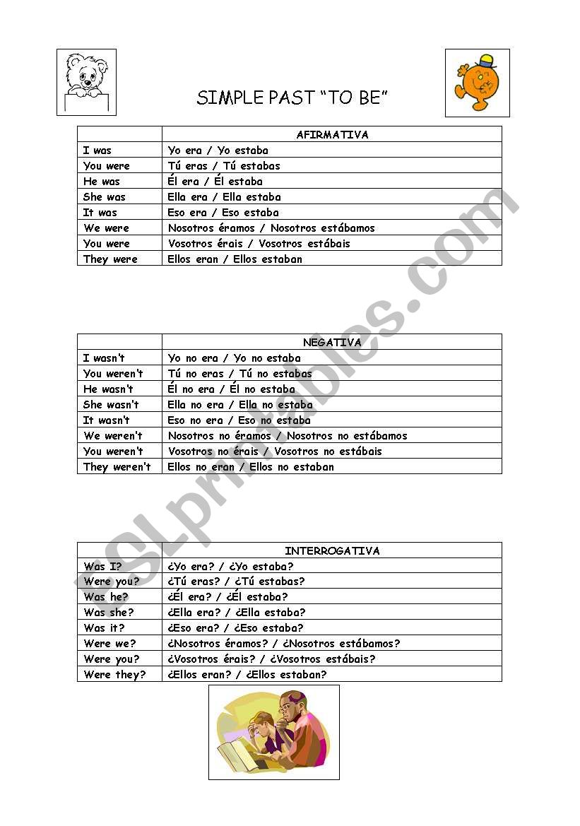 TO BE_SIMPLE PAST_3PAGES worksheet