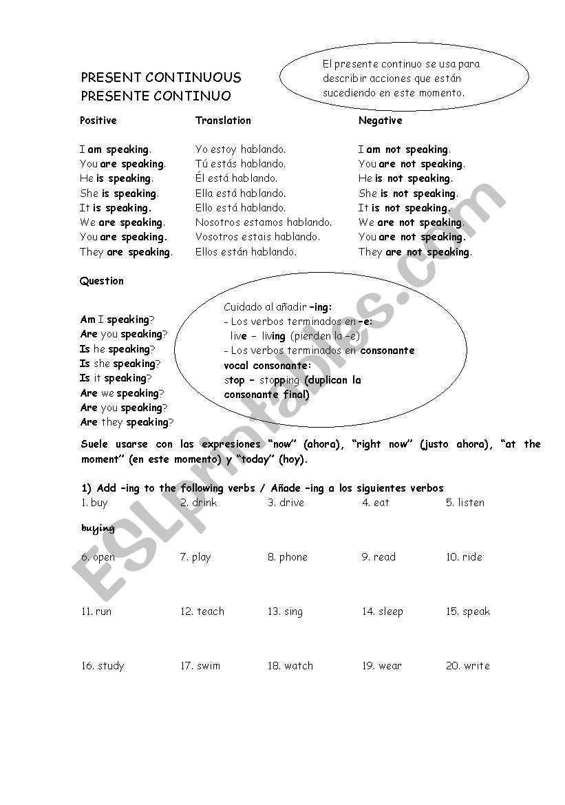 PRESENT CONTINUOUS_5PAGES worksheet