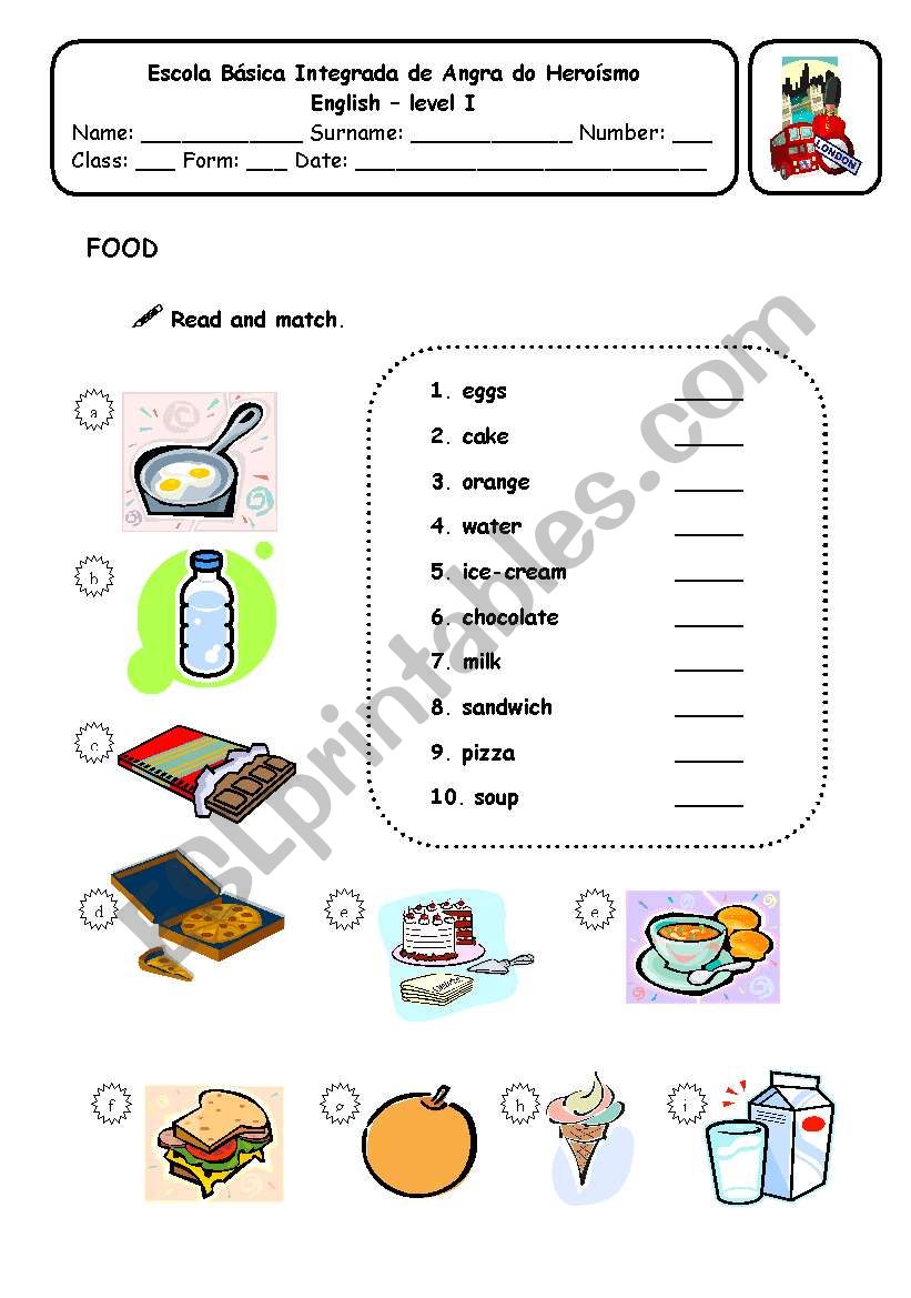 Food worksheet