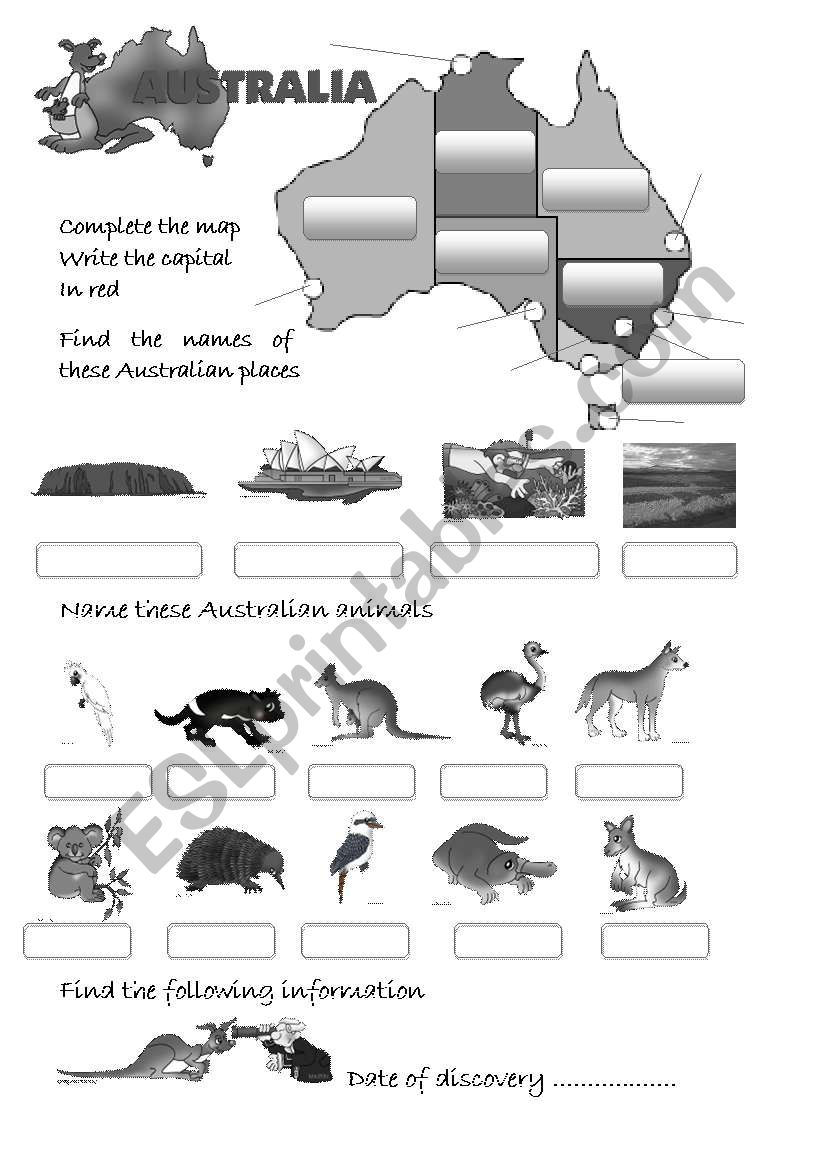 websearch Australia worksheet