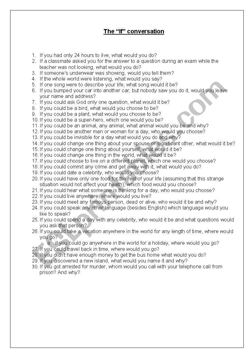 The IF game part 1 worksheet