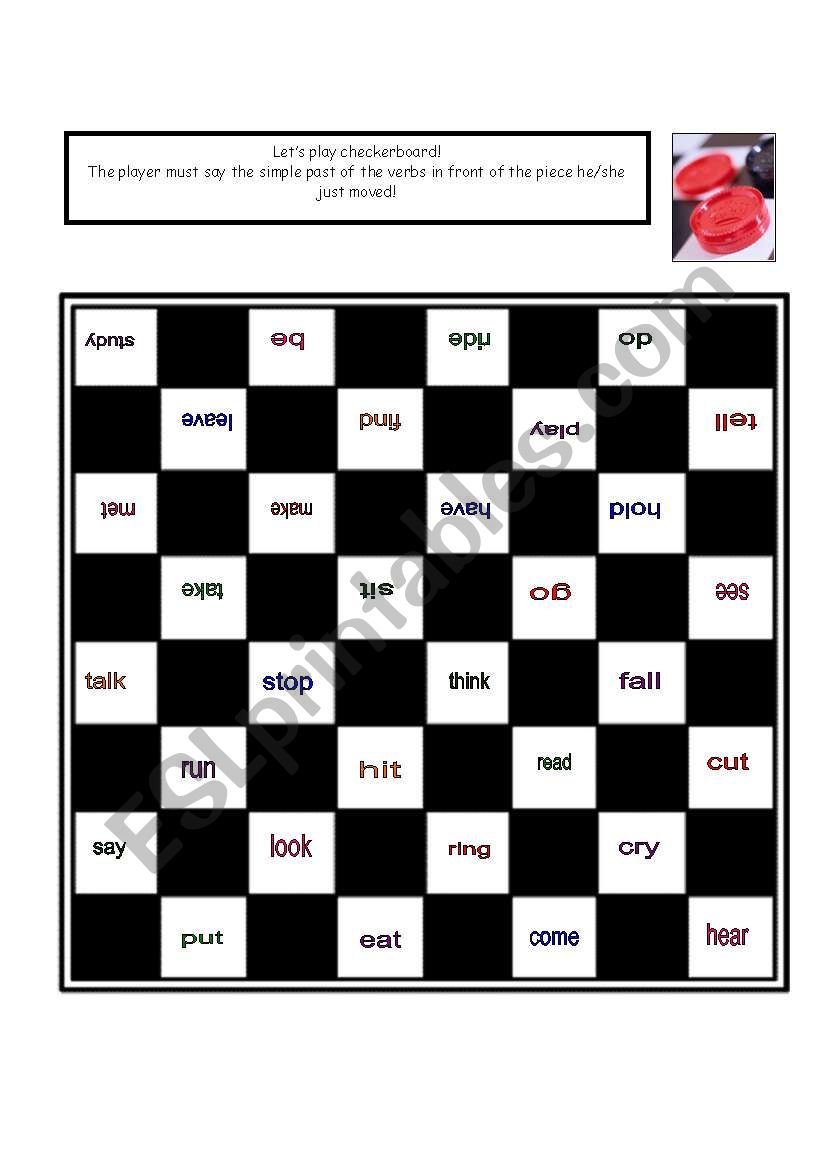 Simple past checkerboard game worksheet