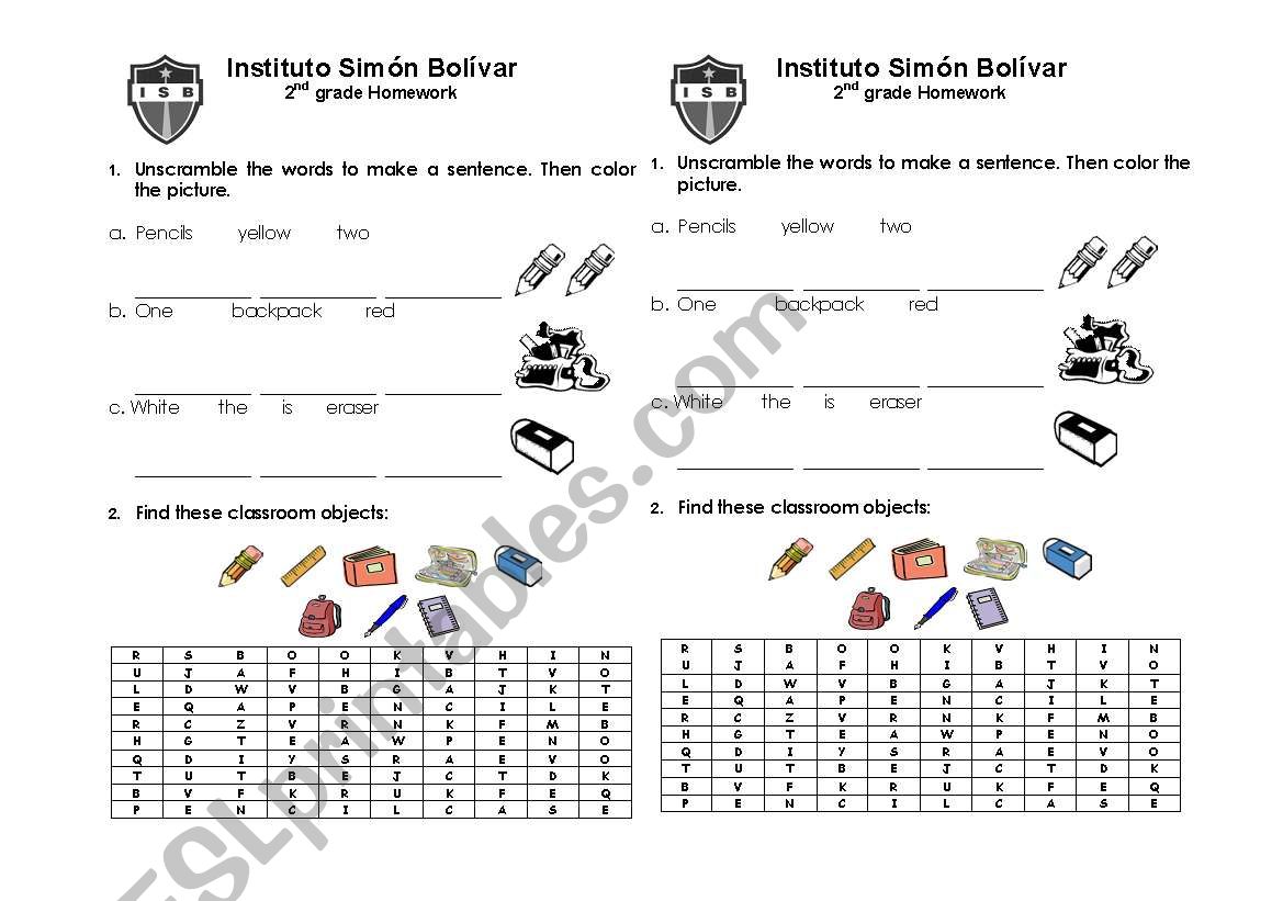 School Supplies worksheet