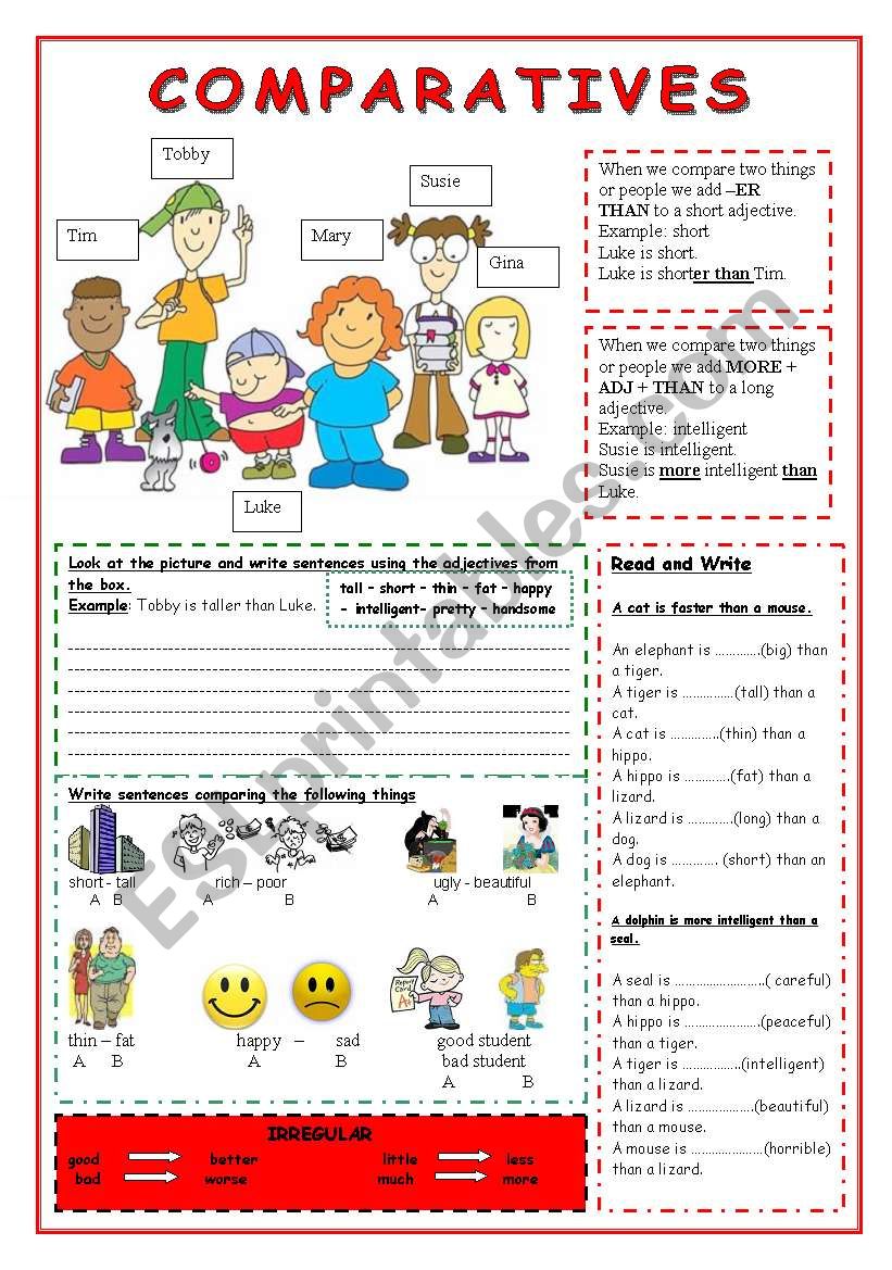 comparative adjectives worksheet