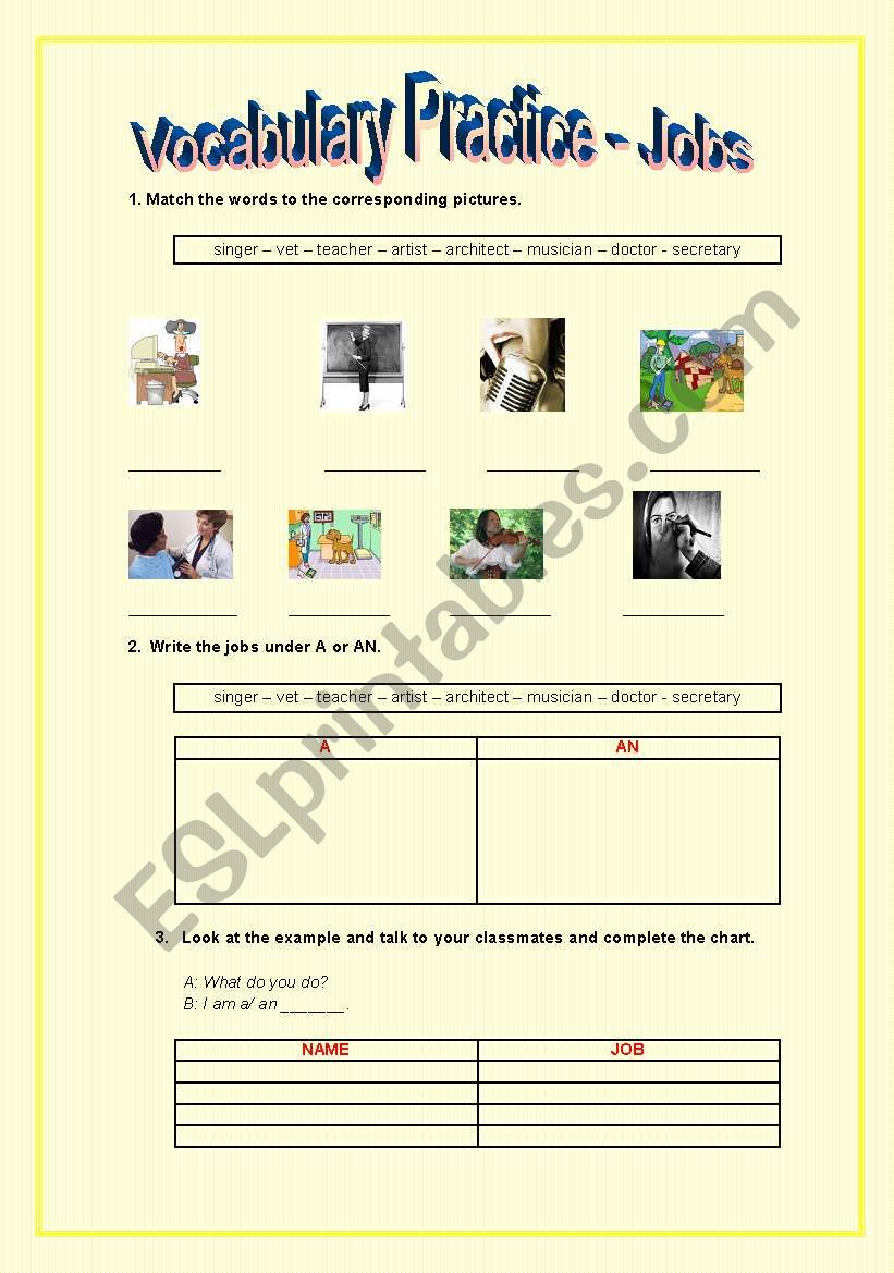 Jobs worksheet