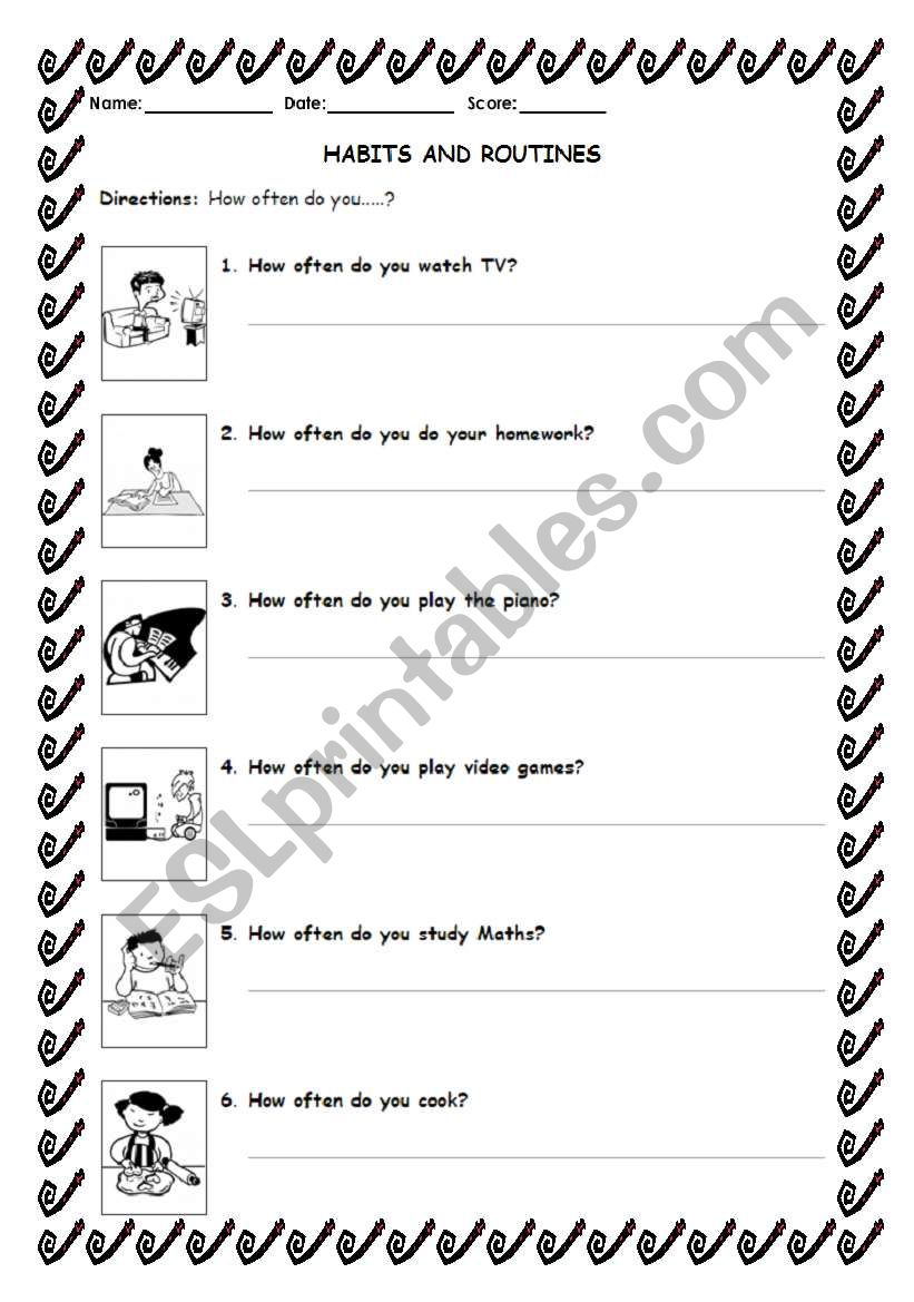 Habits and Routine 1 worksheet