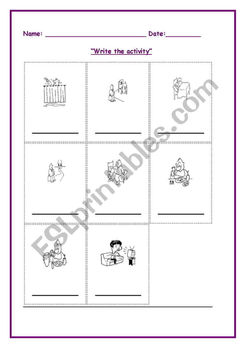 Write the activity worksheet