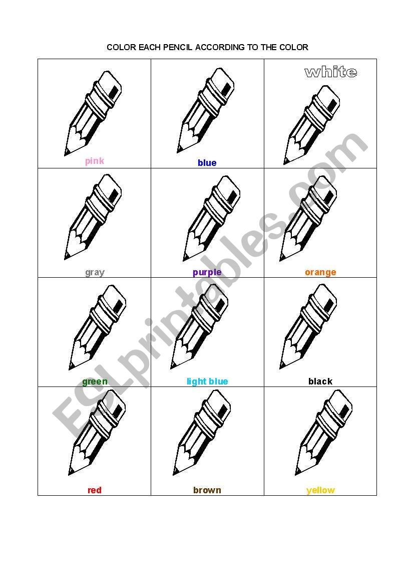 COLORS worksheet