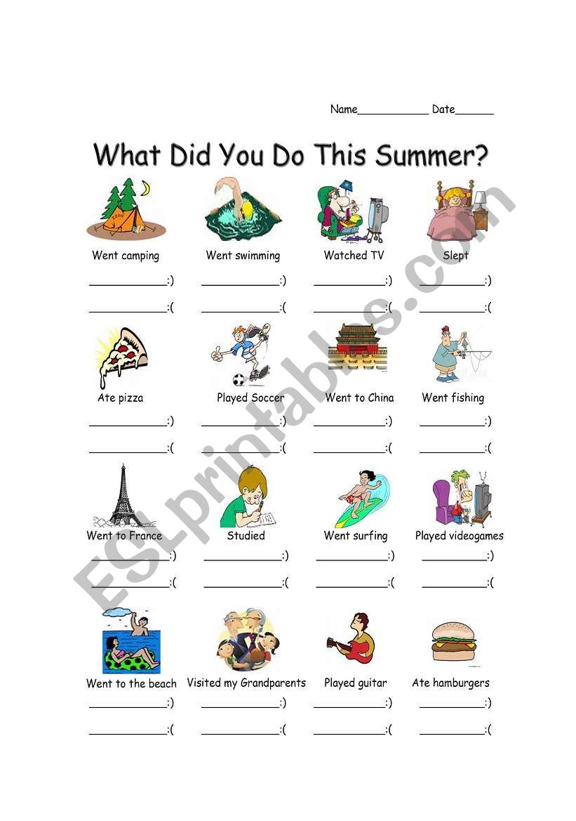 What Did You Do This Summer? worksheet
