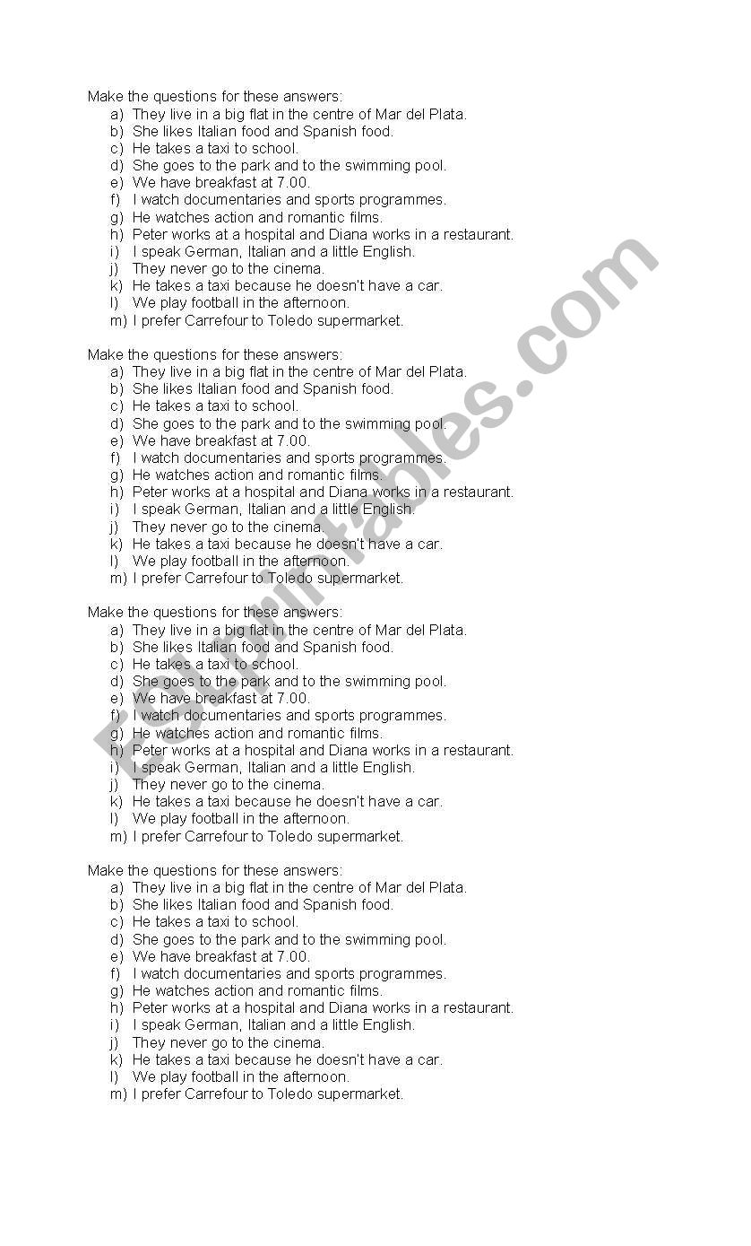 Questions on Simple Present Tense
