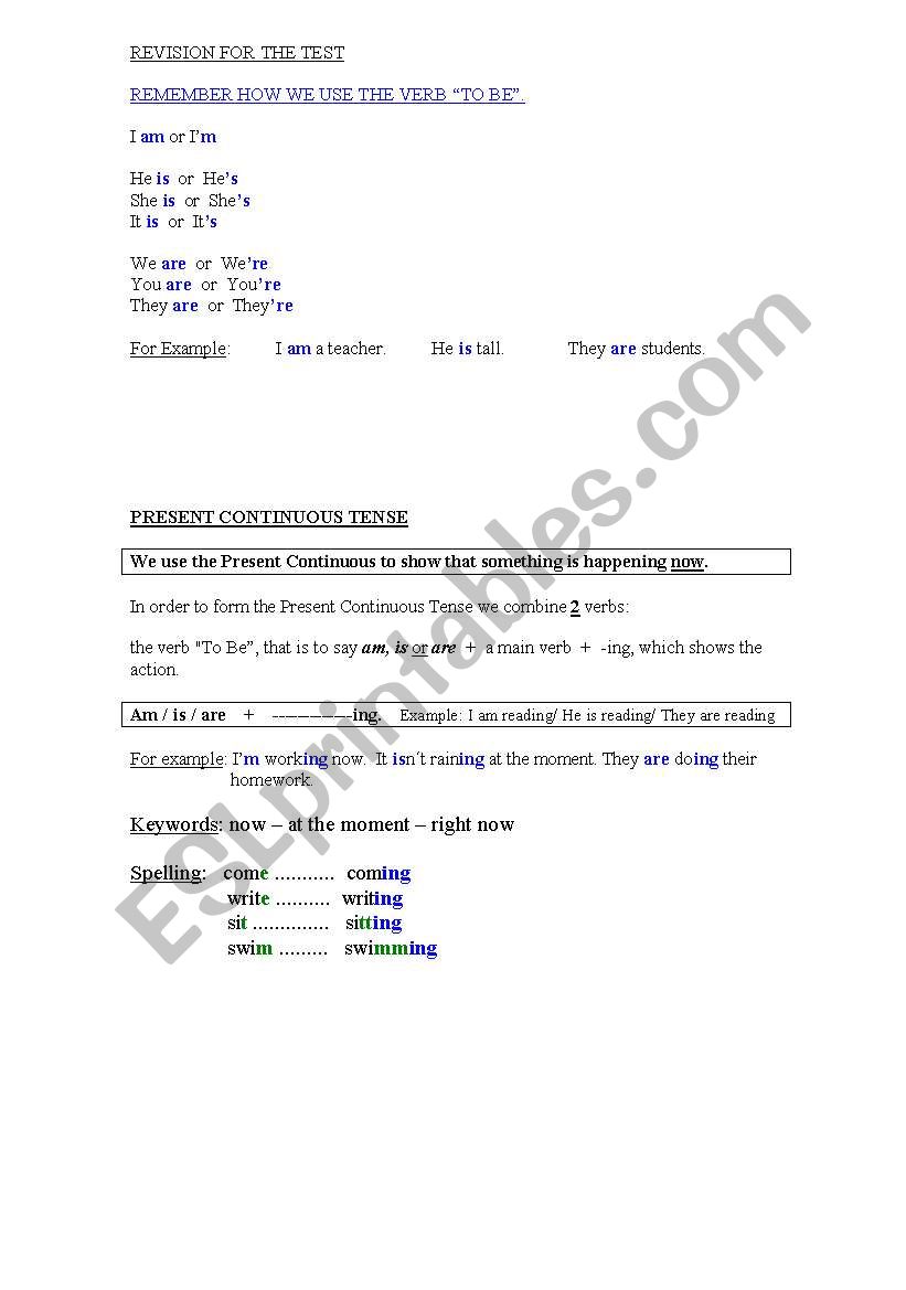 Tenses revision worksheet