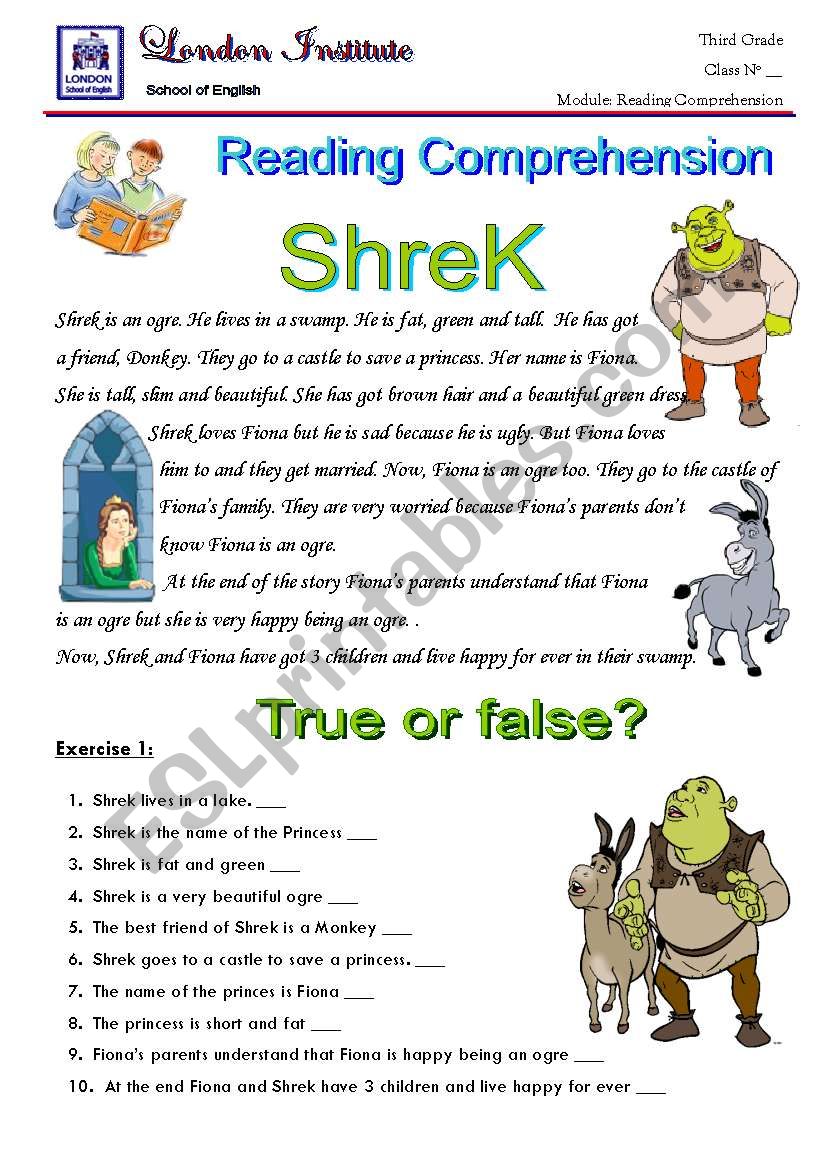 shrek 1 worksheet