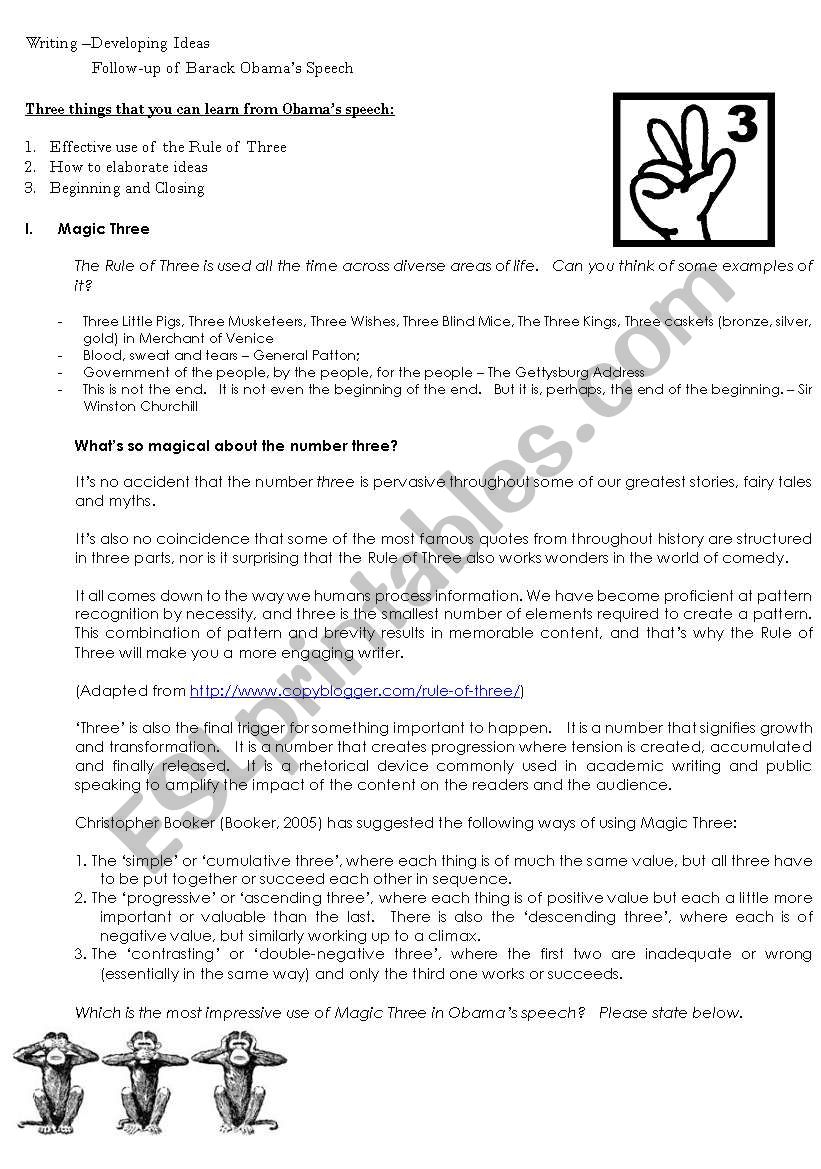 Analysing ObamaÂ´s speech 2 - with teachersÂ´ notes