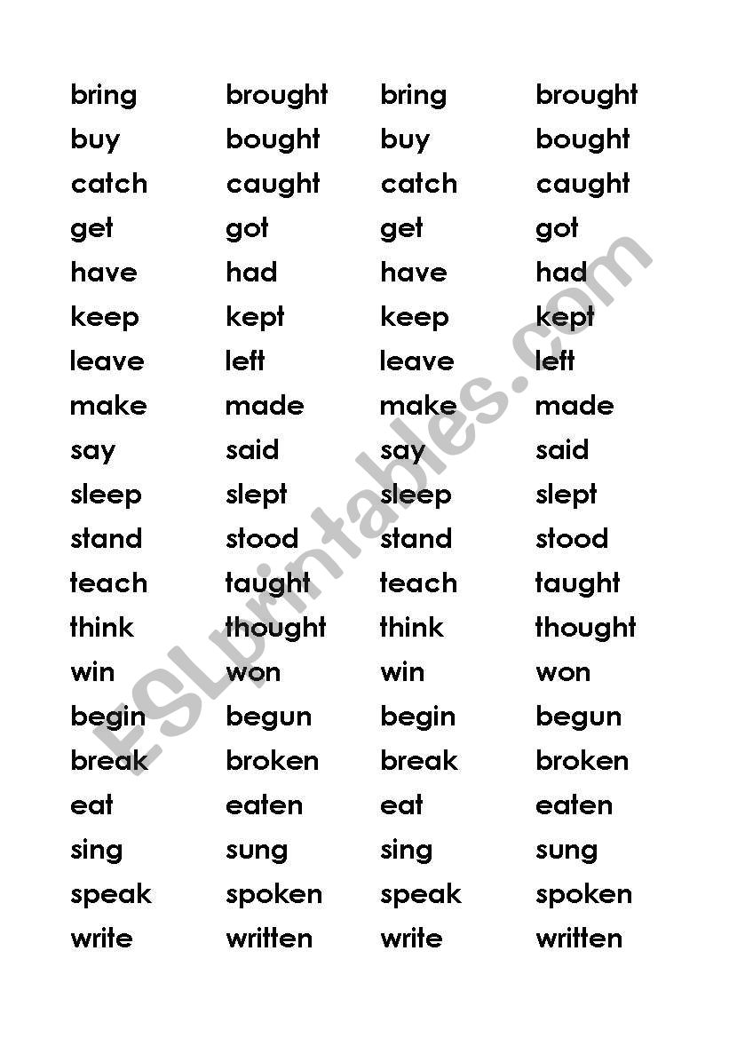 English worksheets: Past Participle Make Pairs
