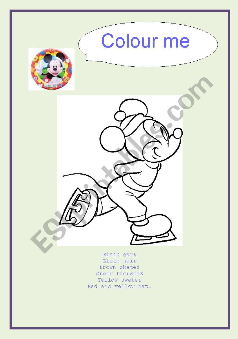 Mickey wants to colour him ! worksheet