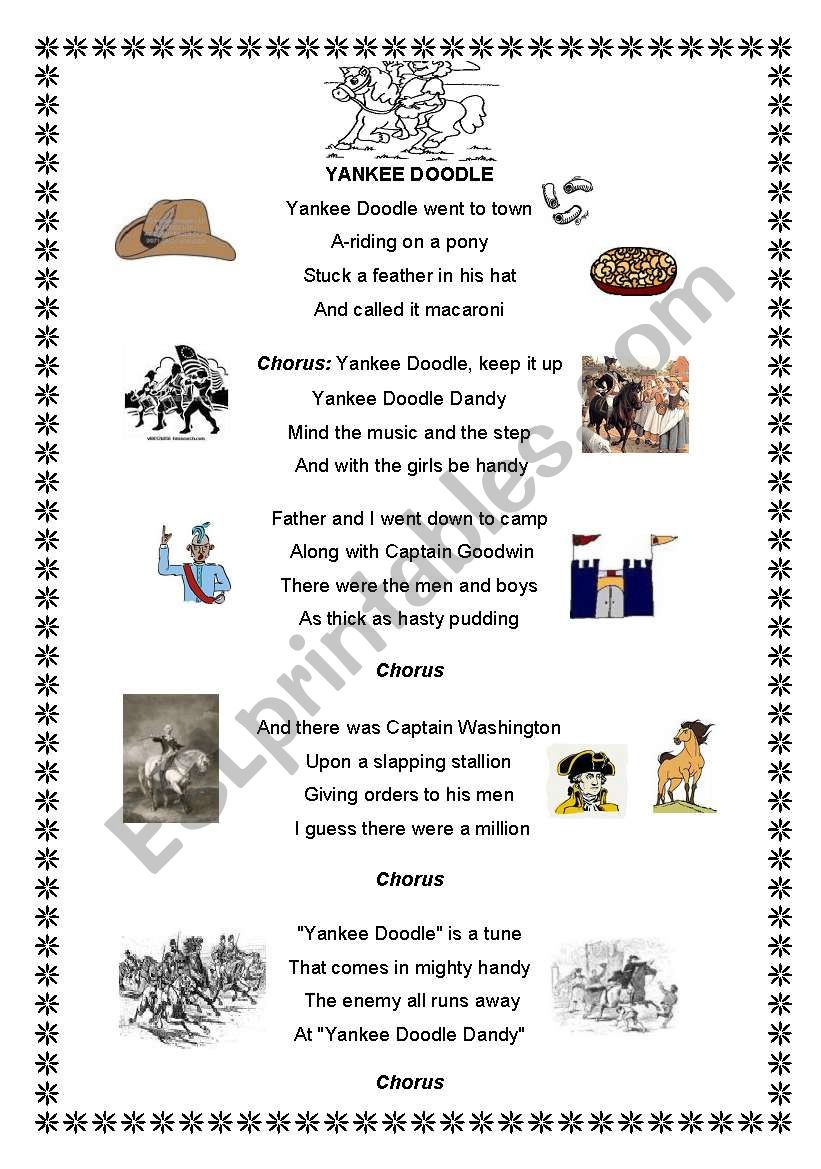 YANKEE DOODLE - SONG worksheet