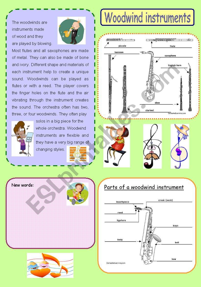 Woodwind instruments worksheet