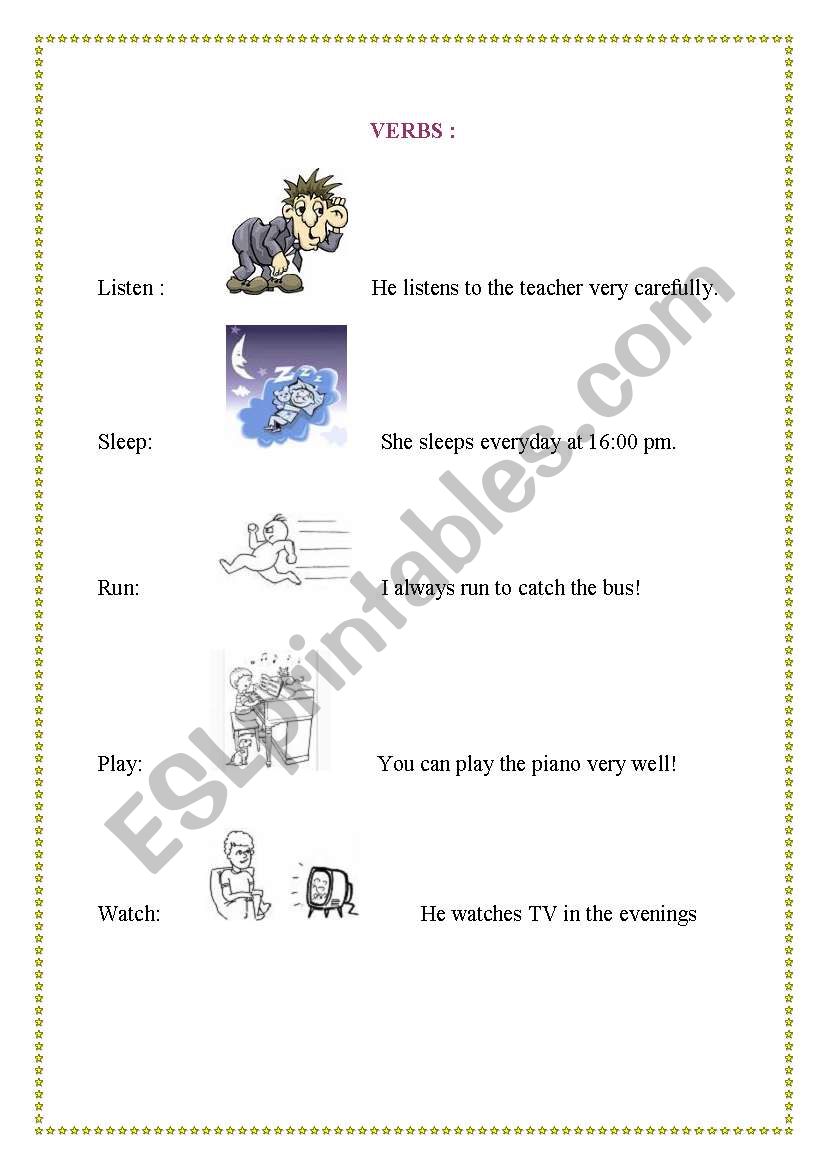 Basic Verbs with Simple Present Tense 