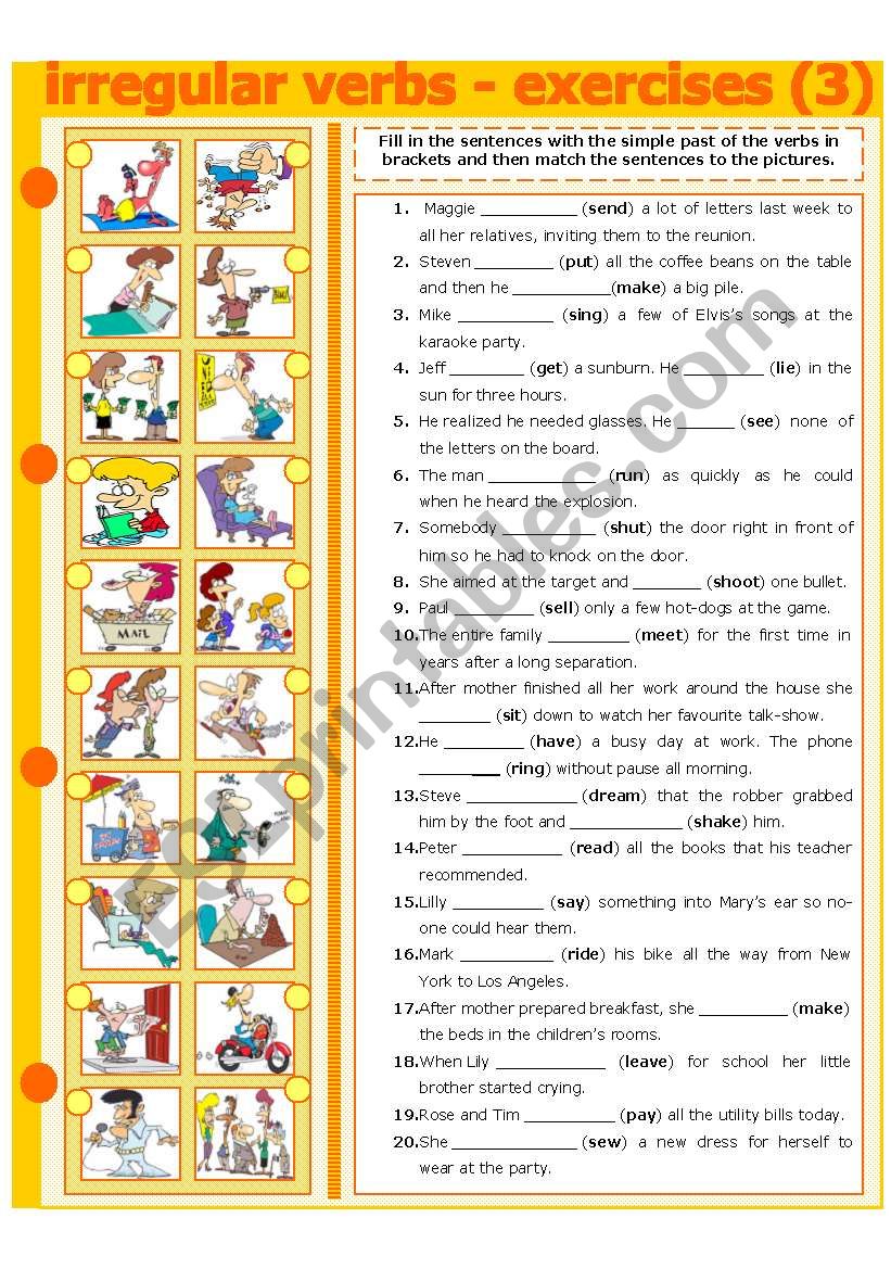 IRREGULAR VERBS - EXERCISE 3 worksheet