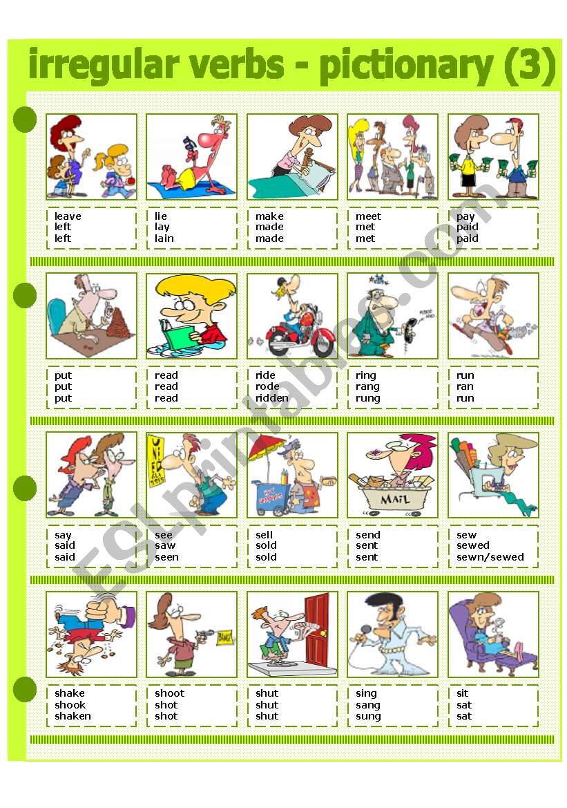 IRREGULAR VERBS - PICTIONARY 3 - PART 3