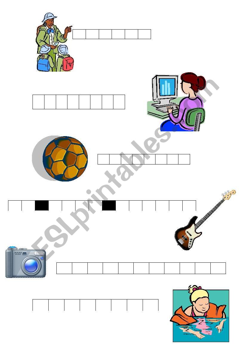 Hobbies/ activities puzzle worksheet