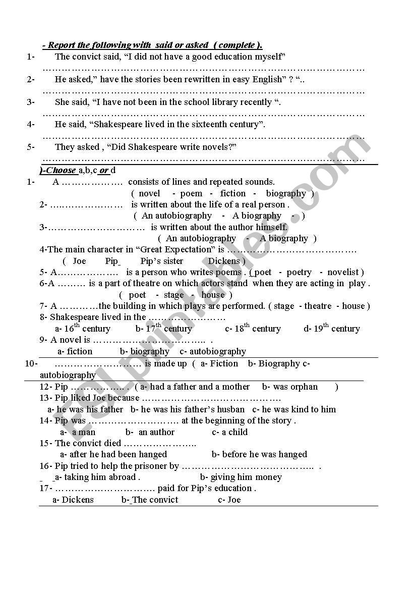 advanced exercise  worksheet