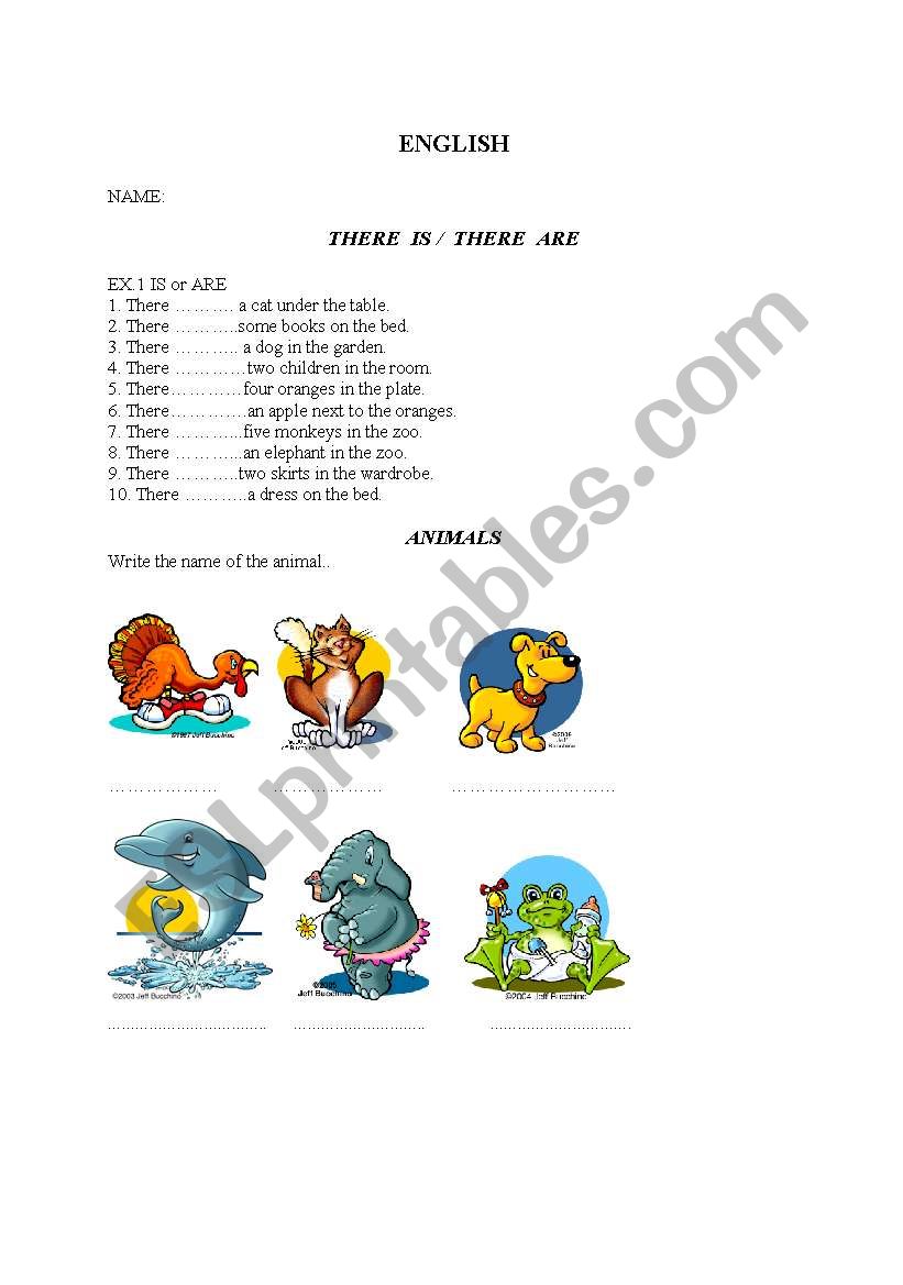 animals+there is-there are worksheet