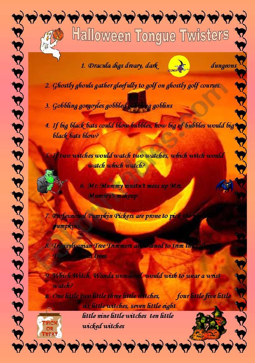 Halloween Tongue Twisters worksheet