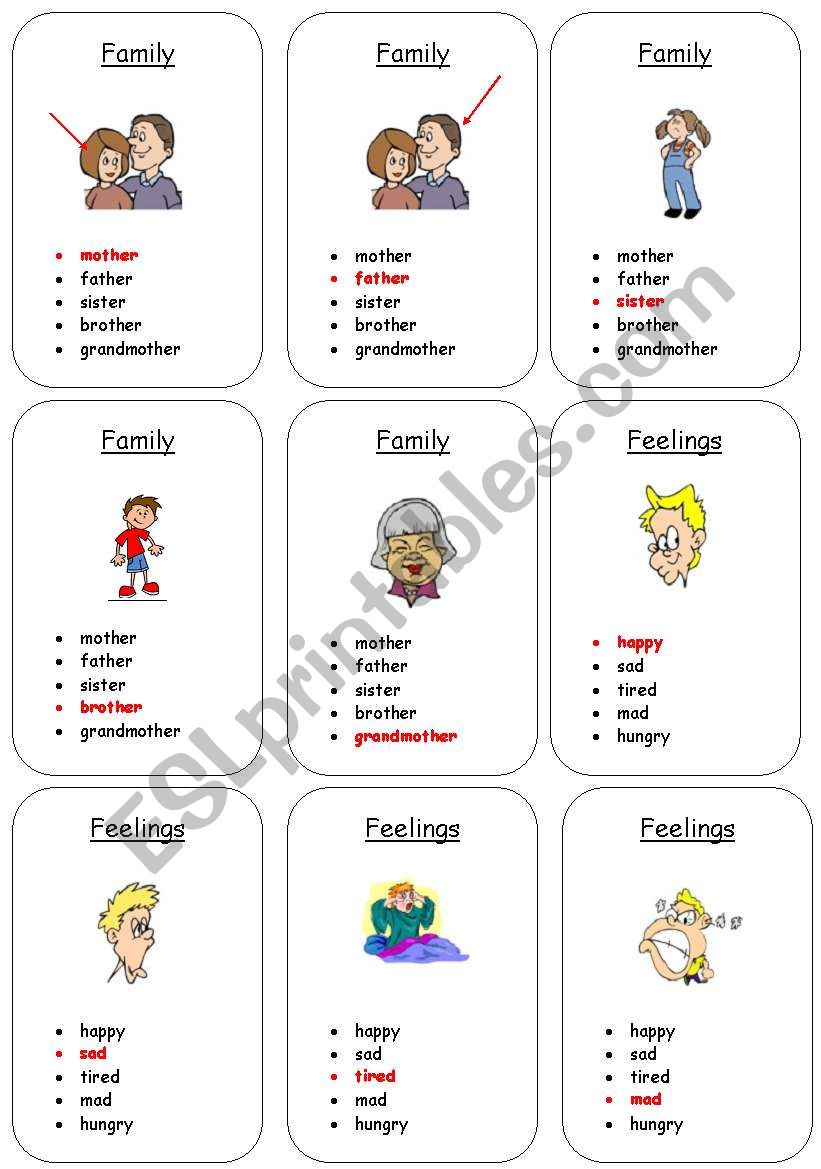 Card game - quartet vocabulary. (2 pages) 1/2