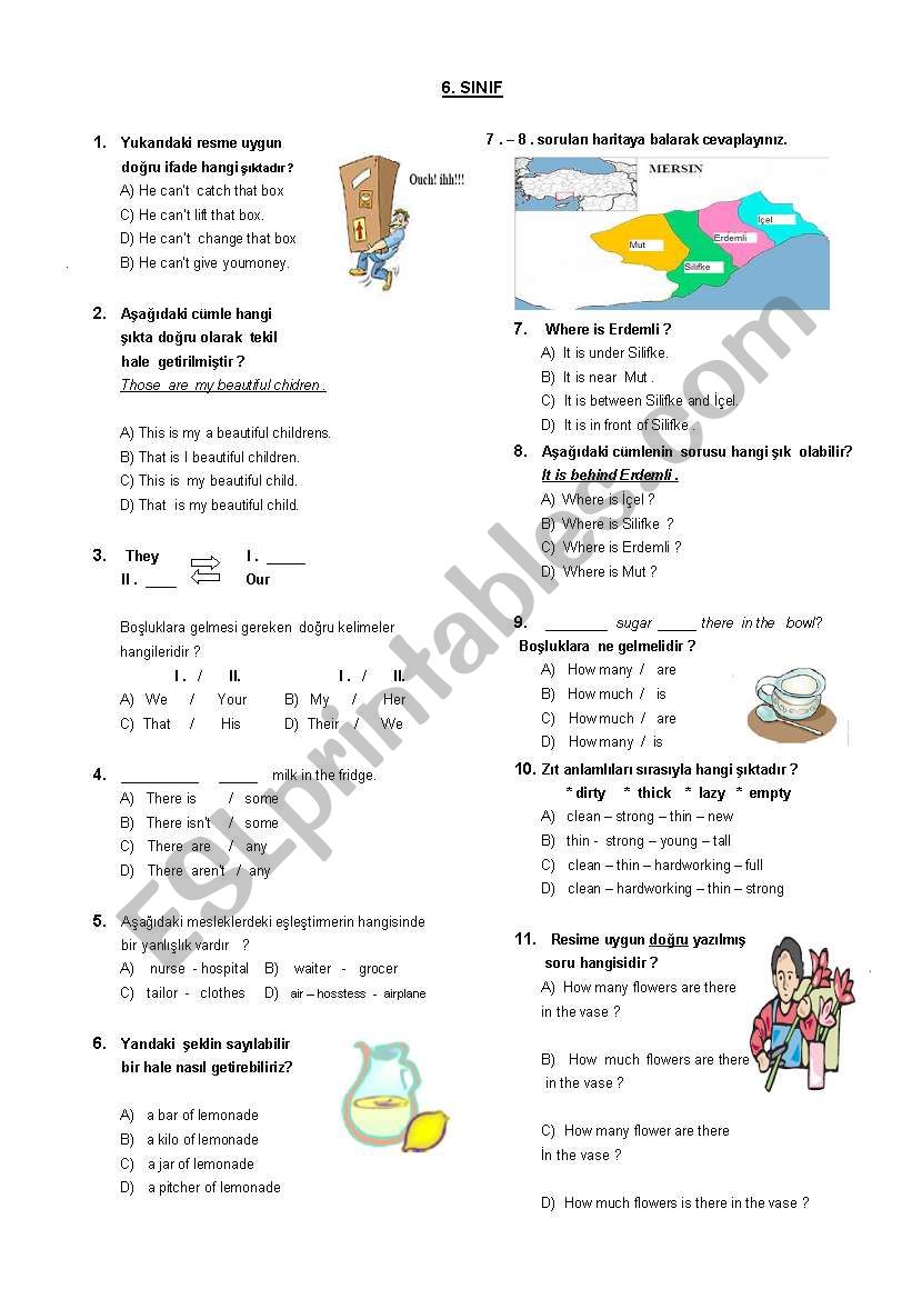 6th grade mix 11 questions worksheet