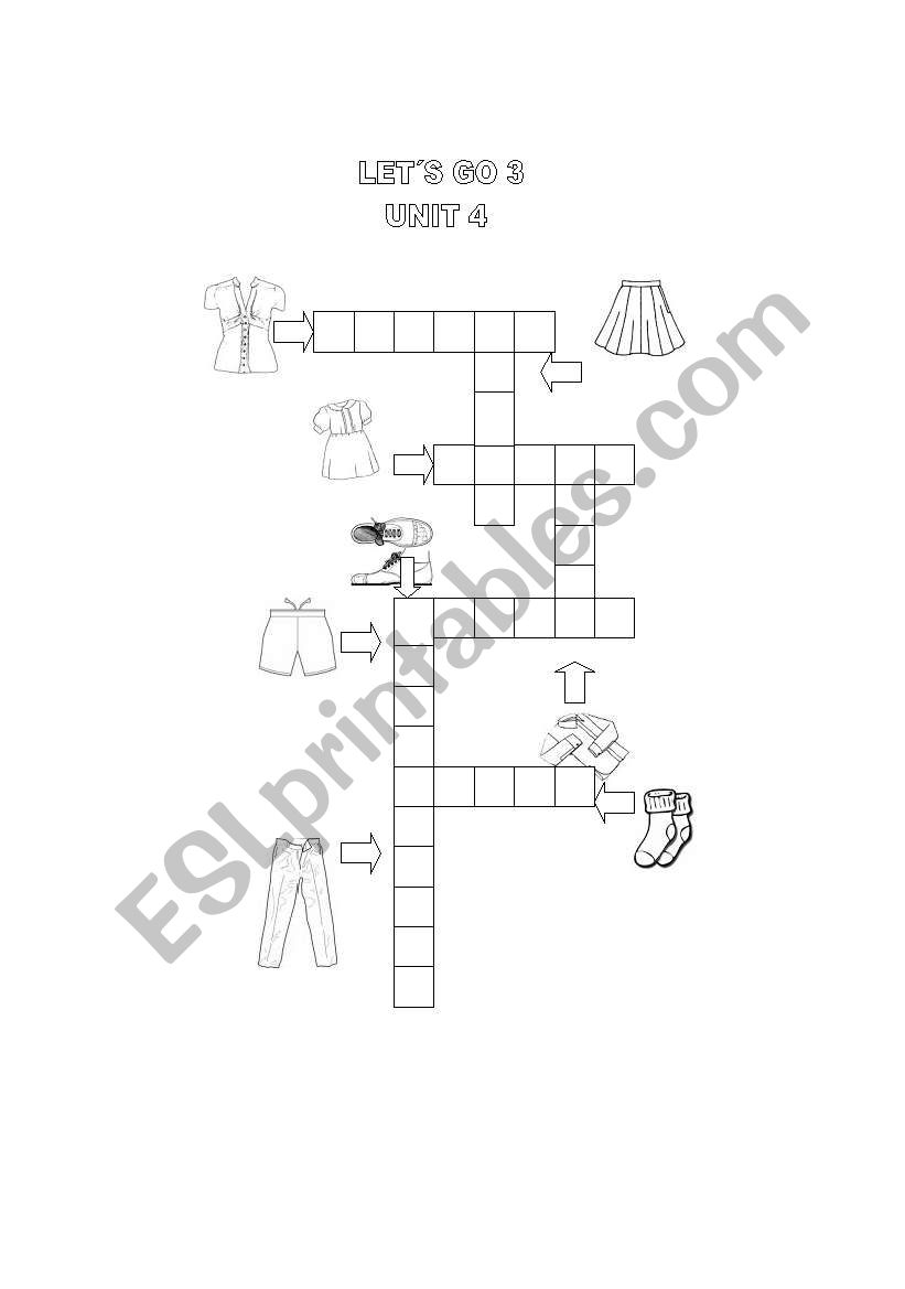 CLOTHES - CROSSWORD worksheet