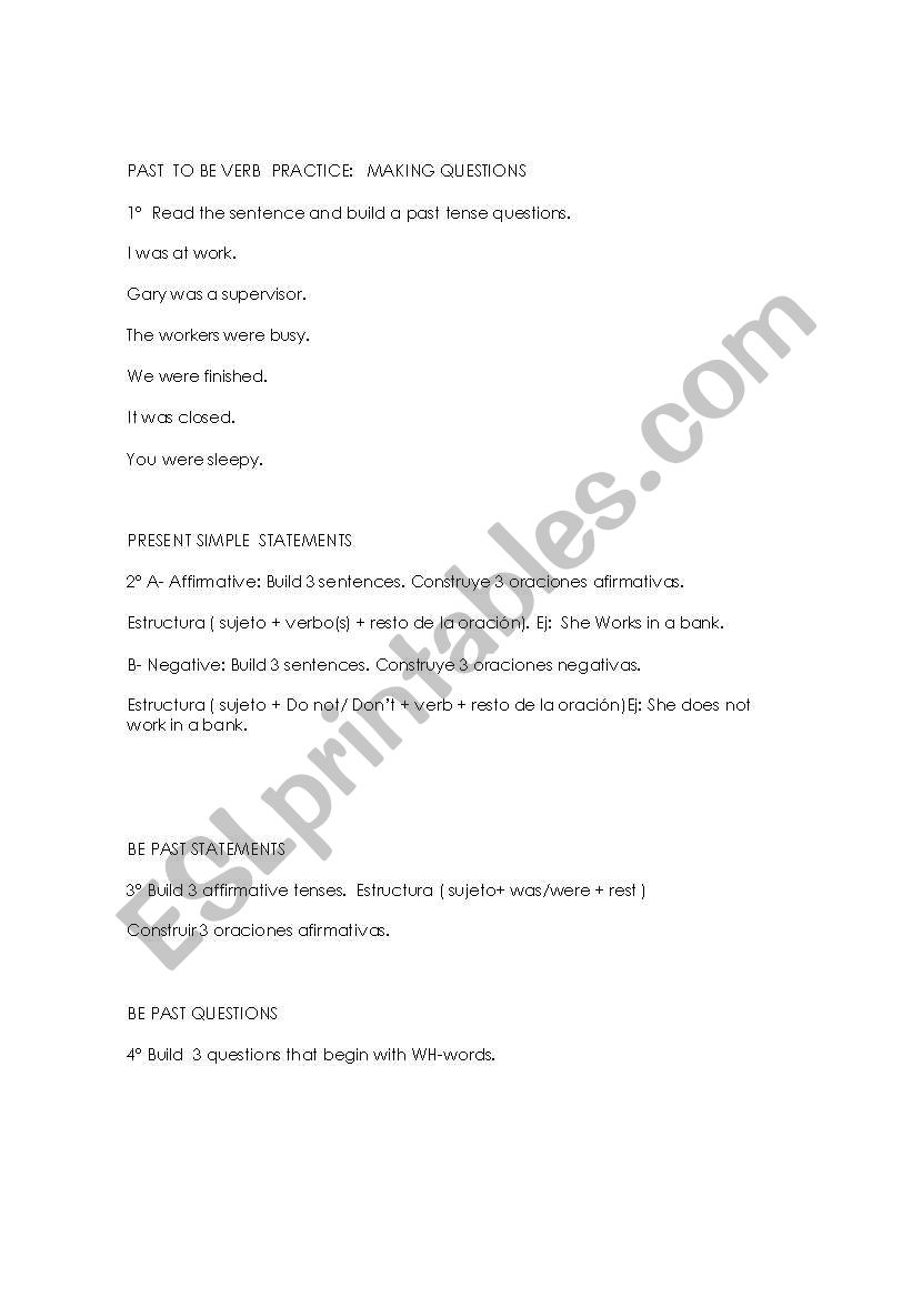 VERB TO BE worksheet