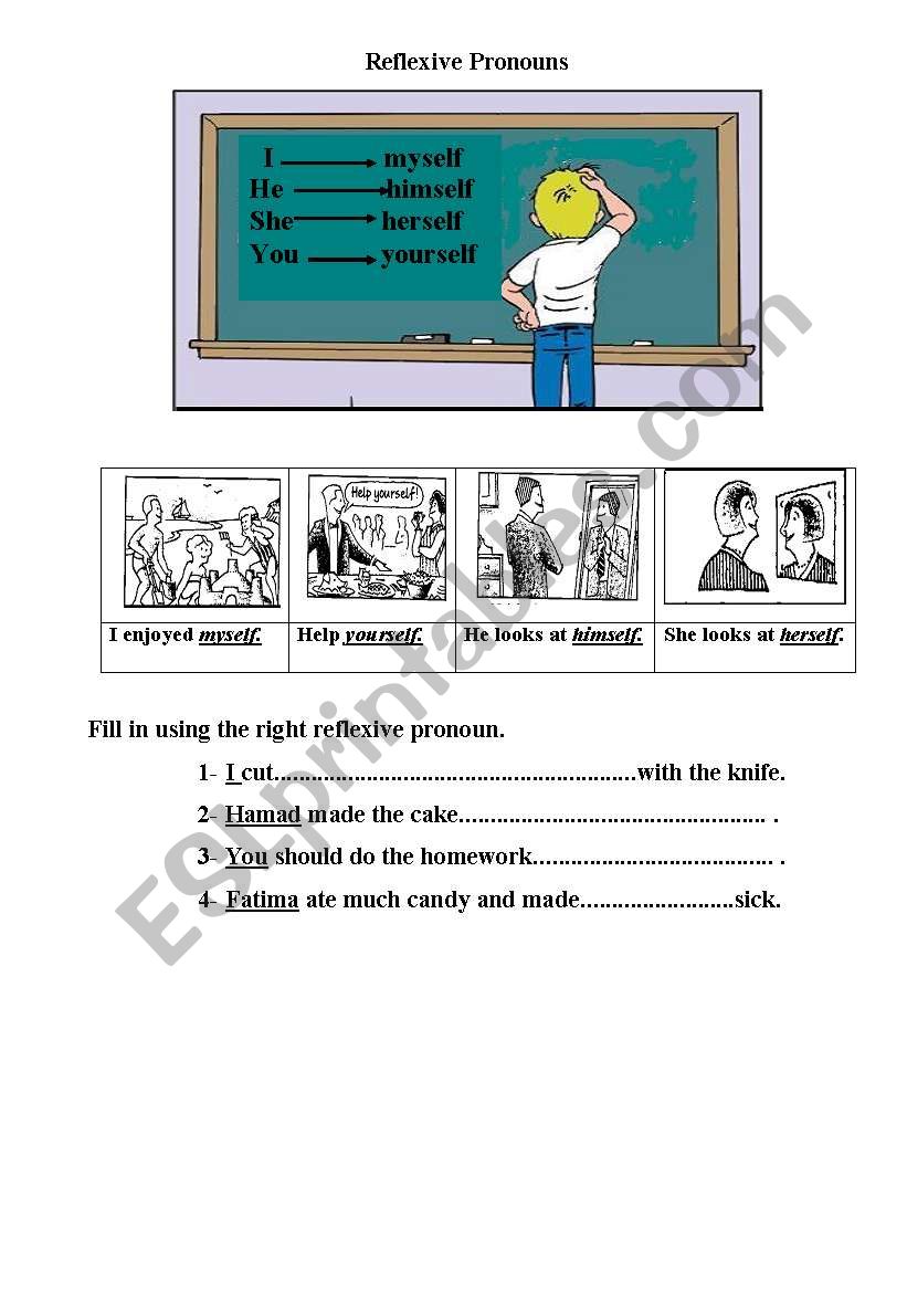 reflexive pronouns worksheet