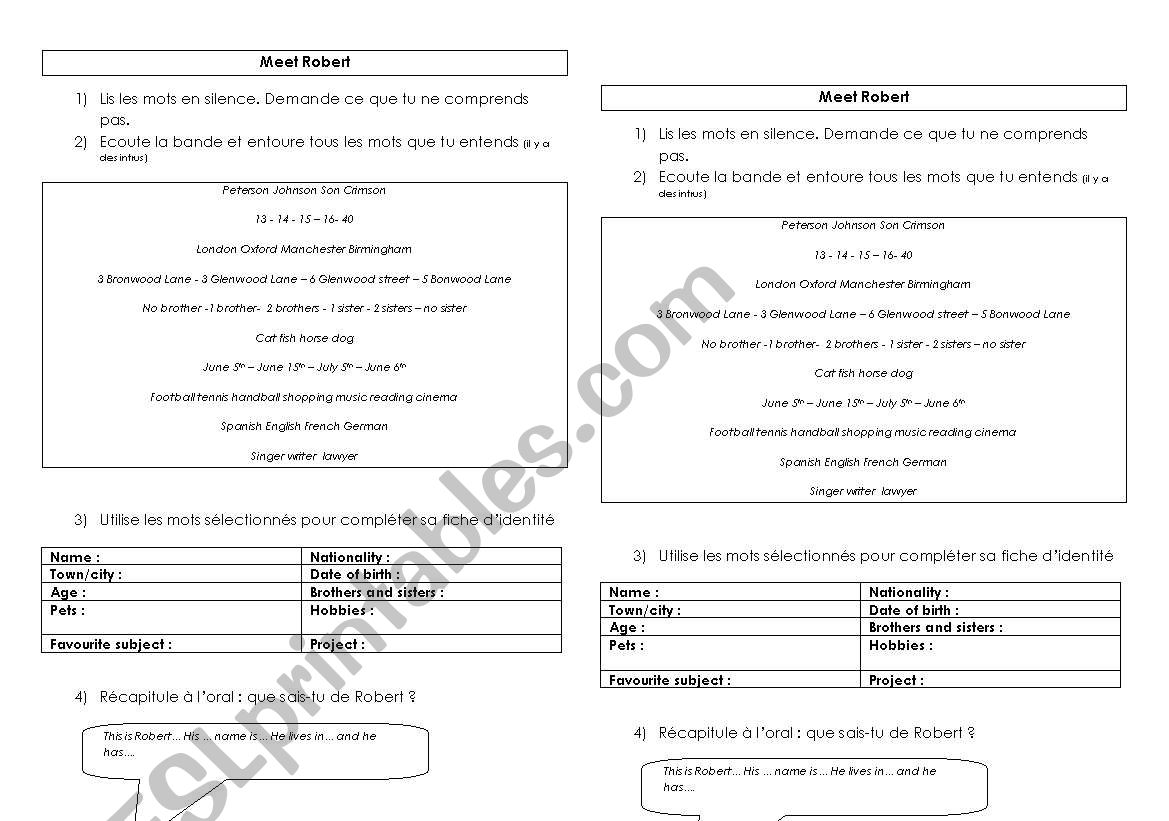 comprehension grid worksheet