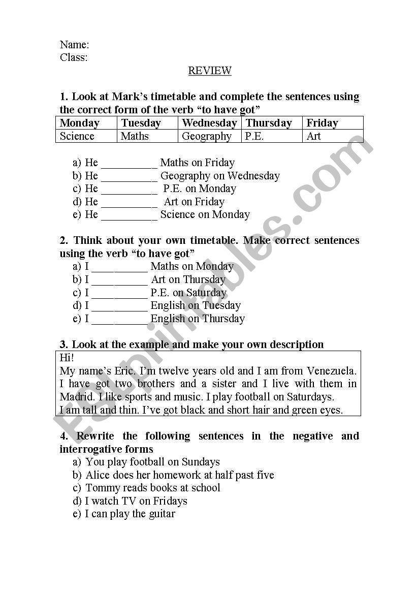 To have got and present tense review 