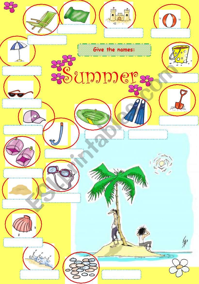 Summer holidays - beach worksheet