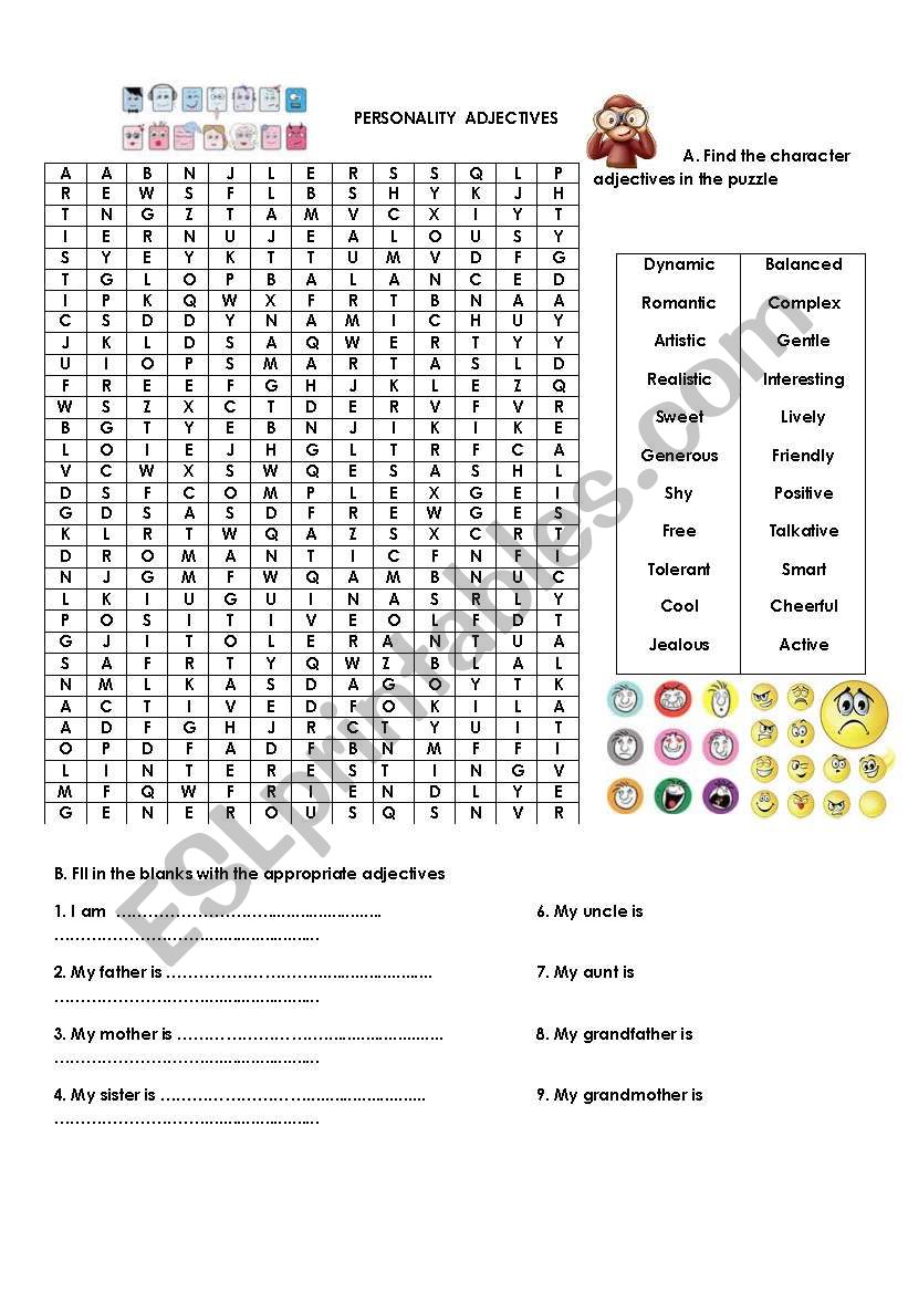 Personality Adjectives worksheet