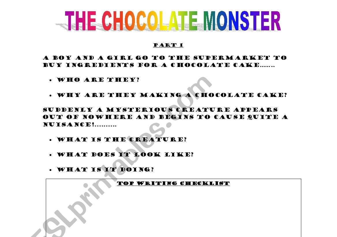 The chocolate monster story planner