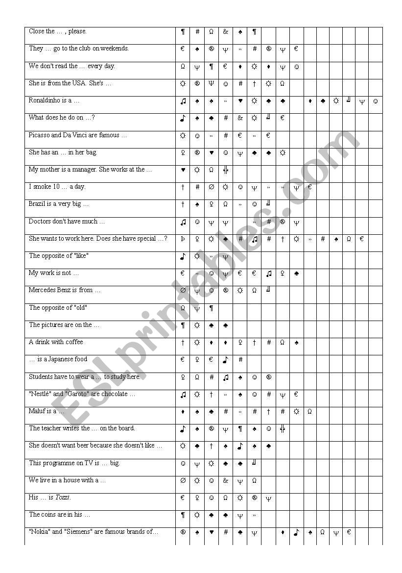 Crazy puzzle worksheet