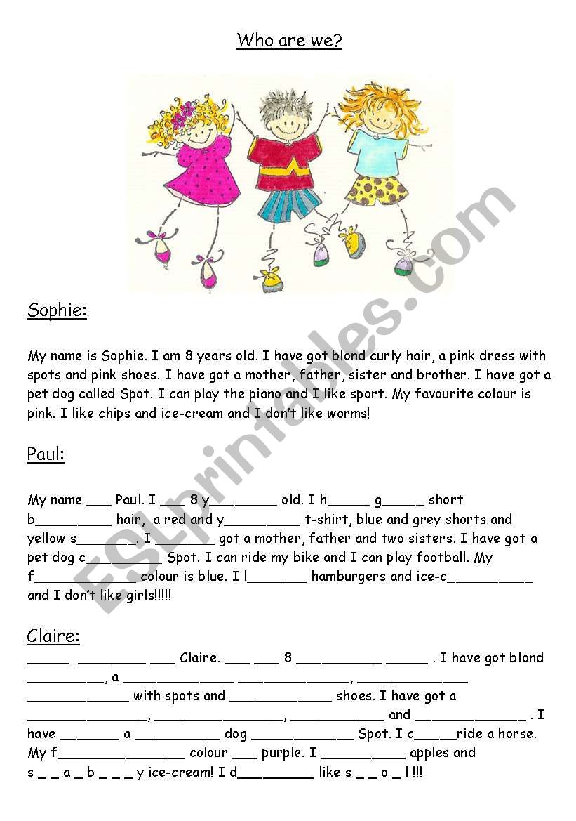Who are we? worksheet
