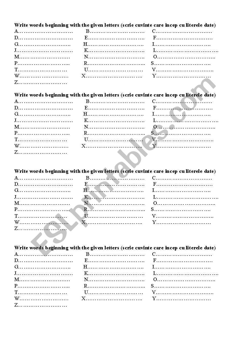 Alphabet worksheet